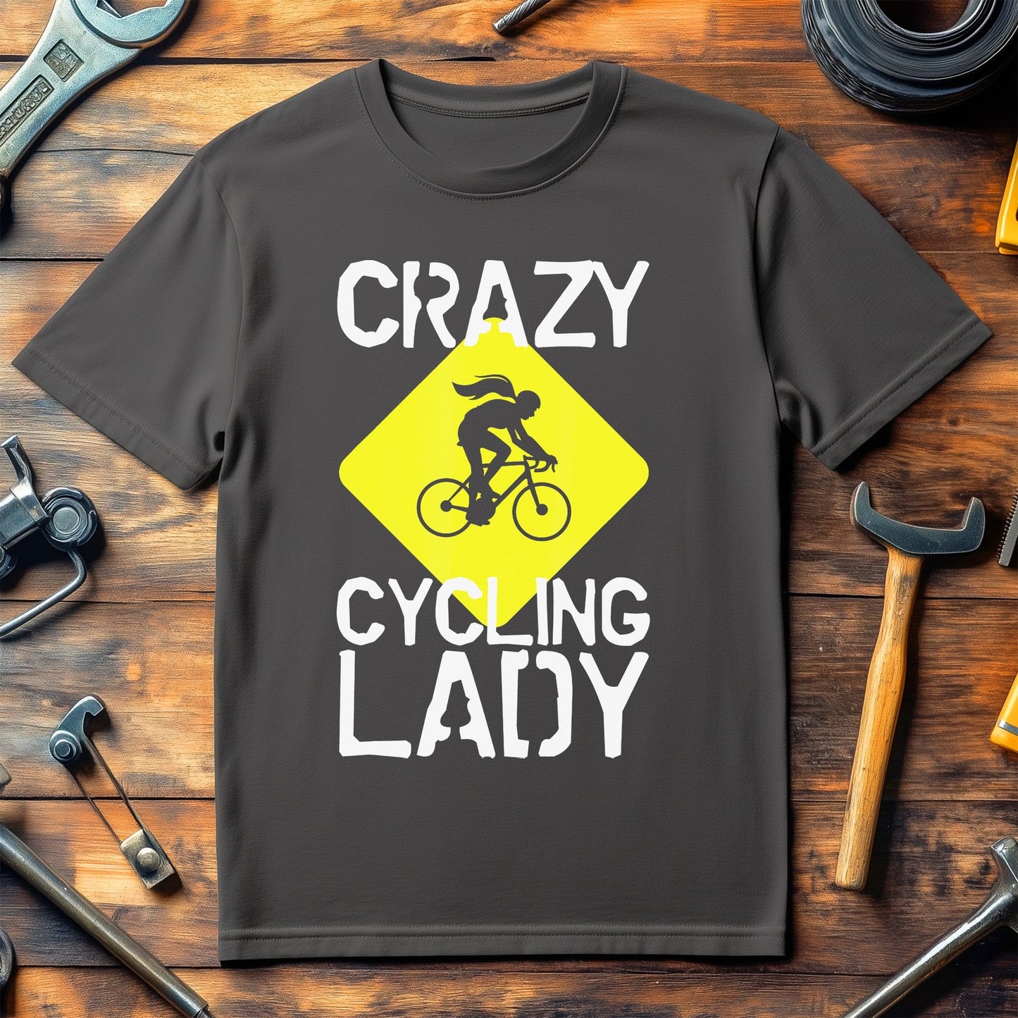 Crazy Cycling Lady T-Shirt
