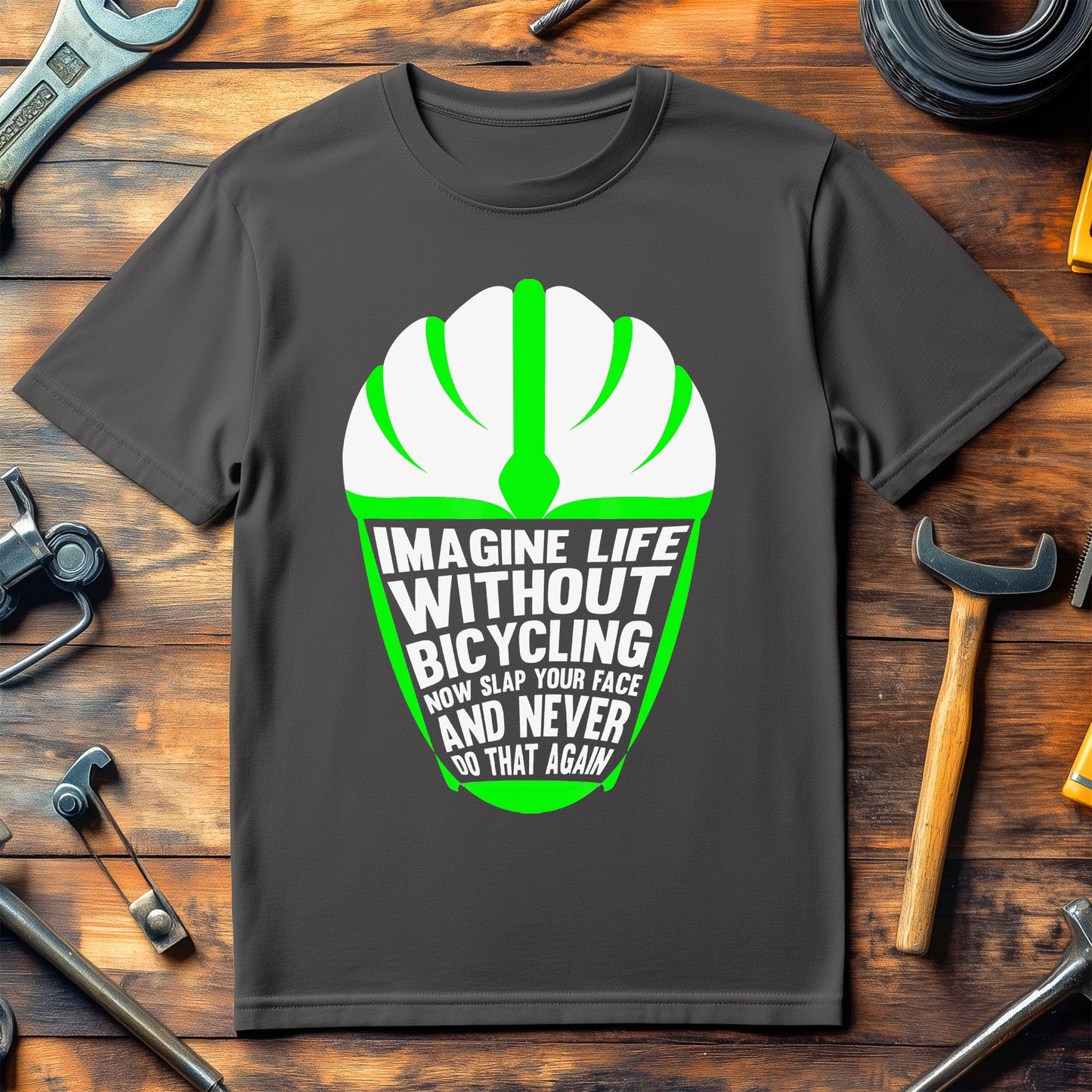 Cycling (185) T-Shirt - Helmet-Happy