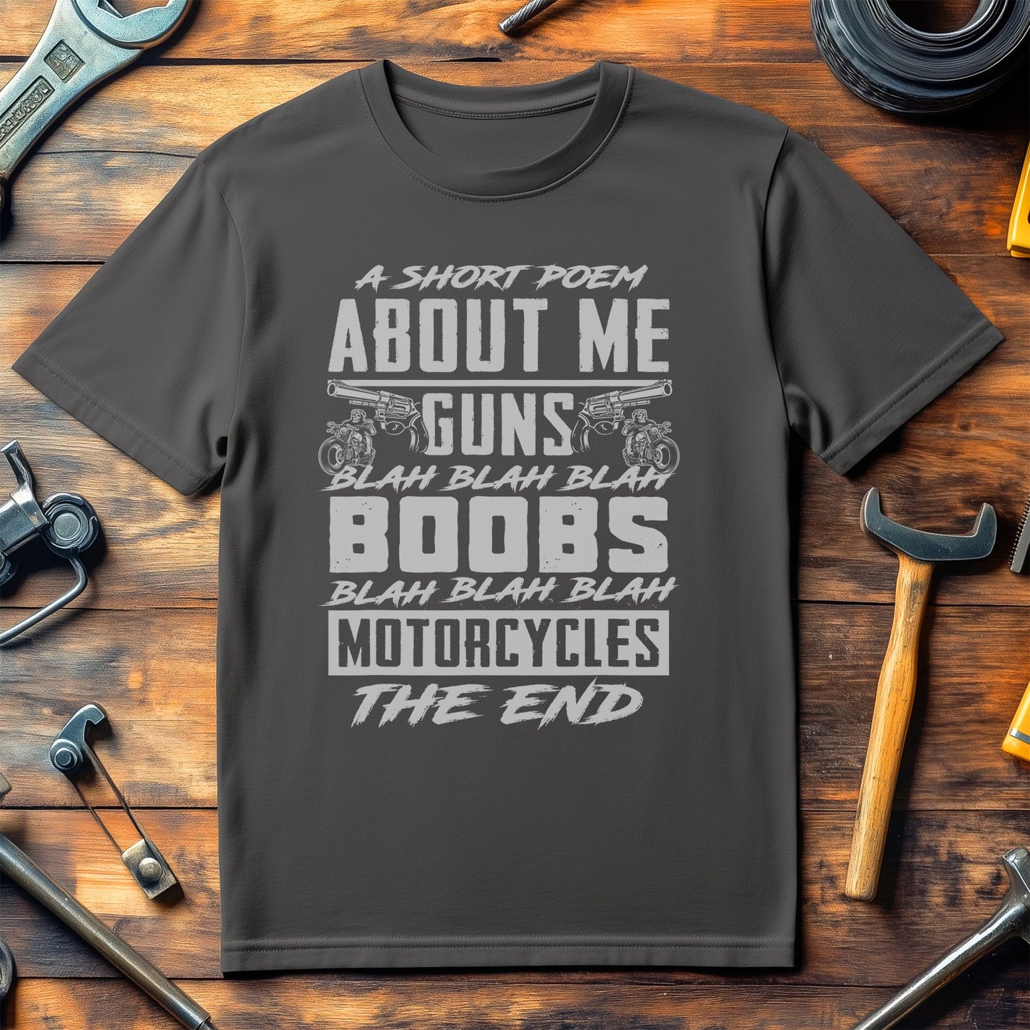 Men's Short Poem T-Shirt: Guns,