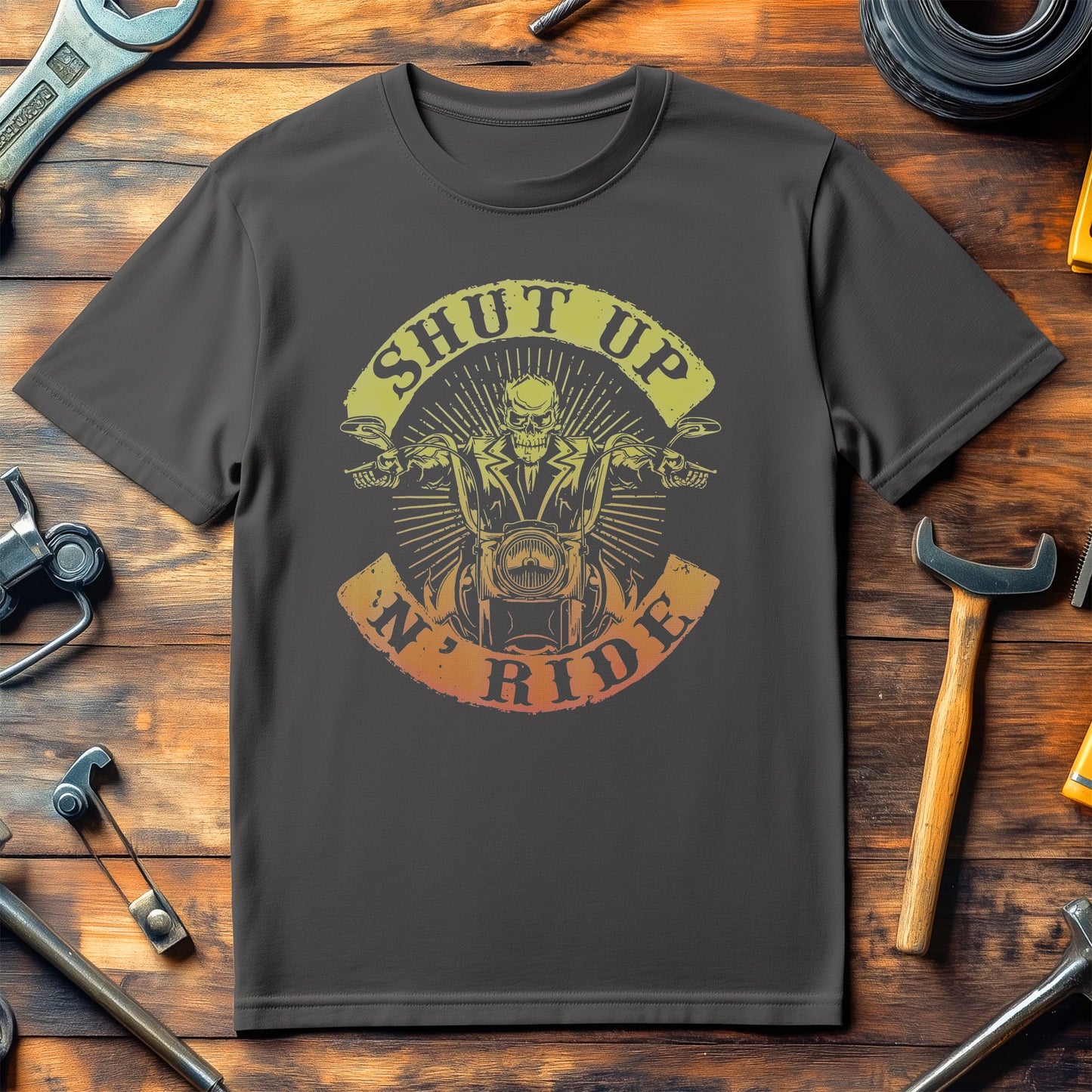 Shut Up N Ride Skeleton Biker T-shirt