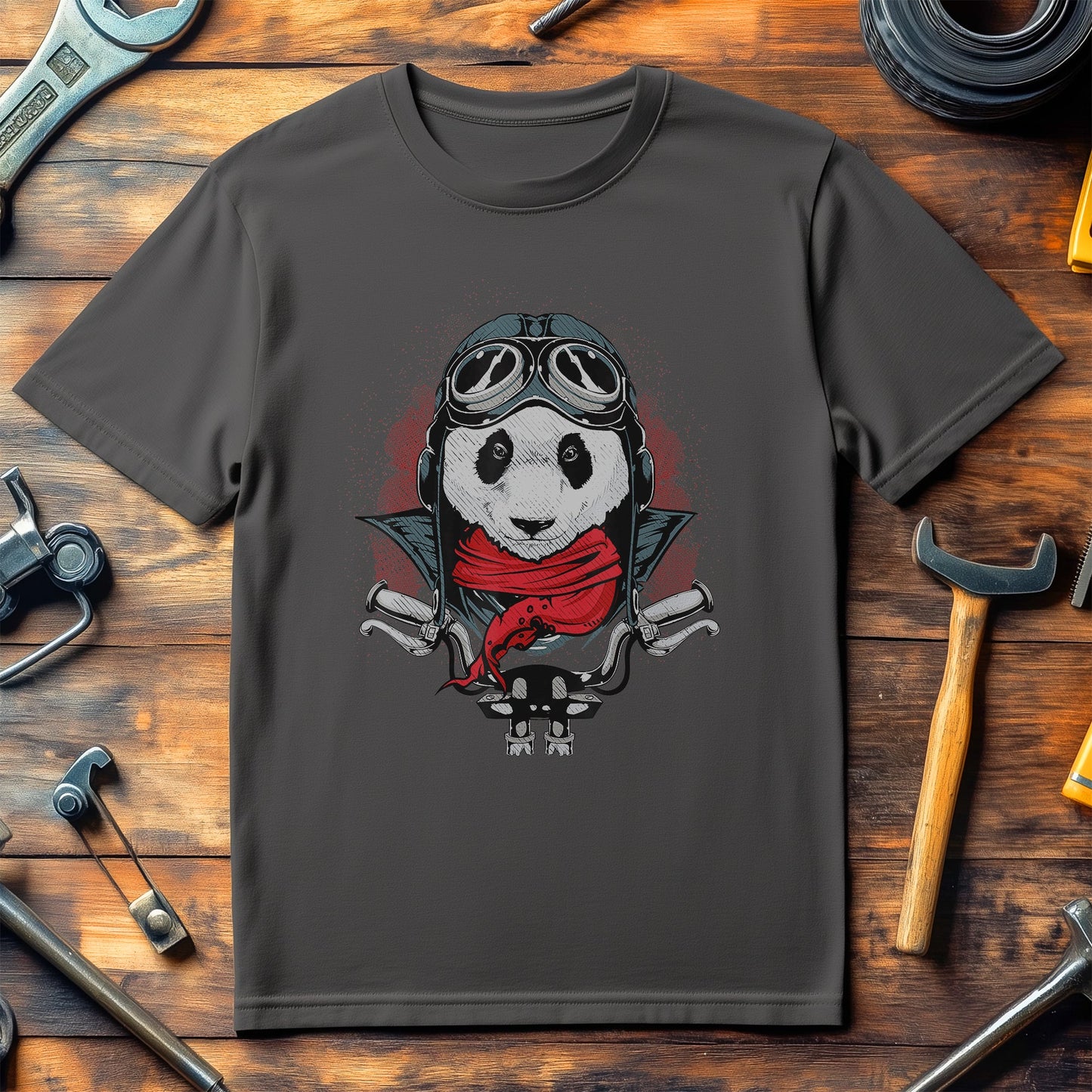 Panda Motorcycle Biker T-Shirt -