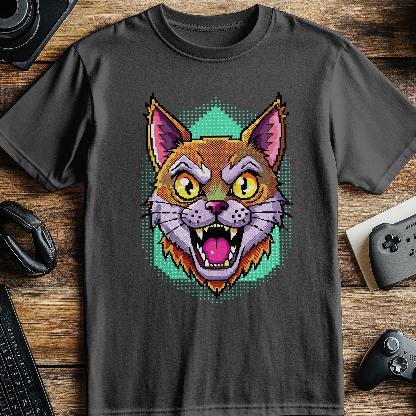 Pixel 89 Angry Cat T-shirt