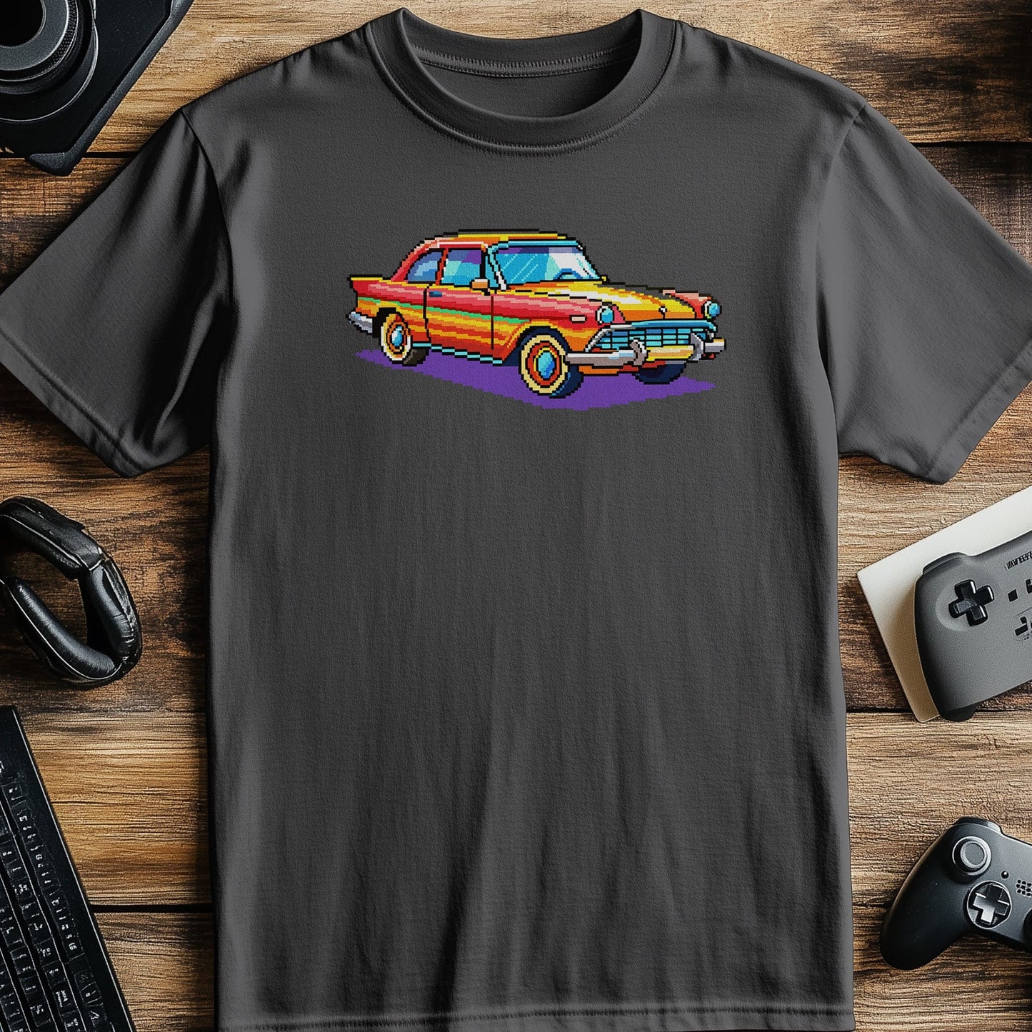 Pixel 39 Retro Car T-Shirt Road trip