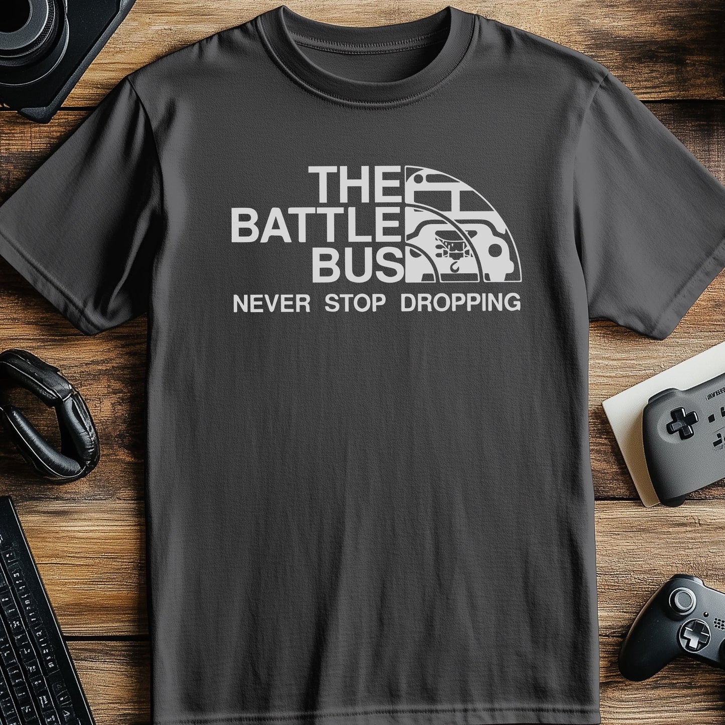 Battle Bus Never Stops t-shirt