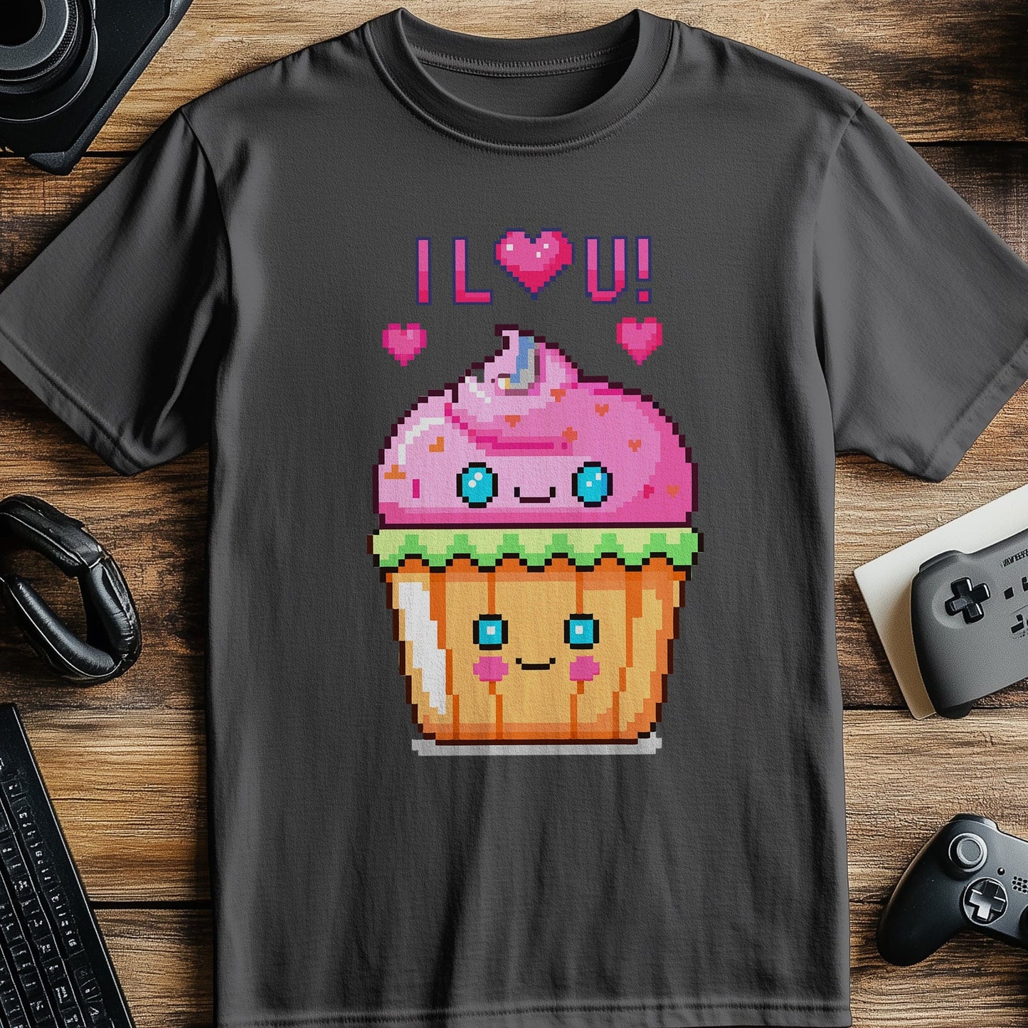 Pixel 64 I Love You Cupcake T-shirt
