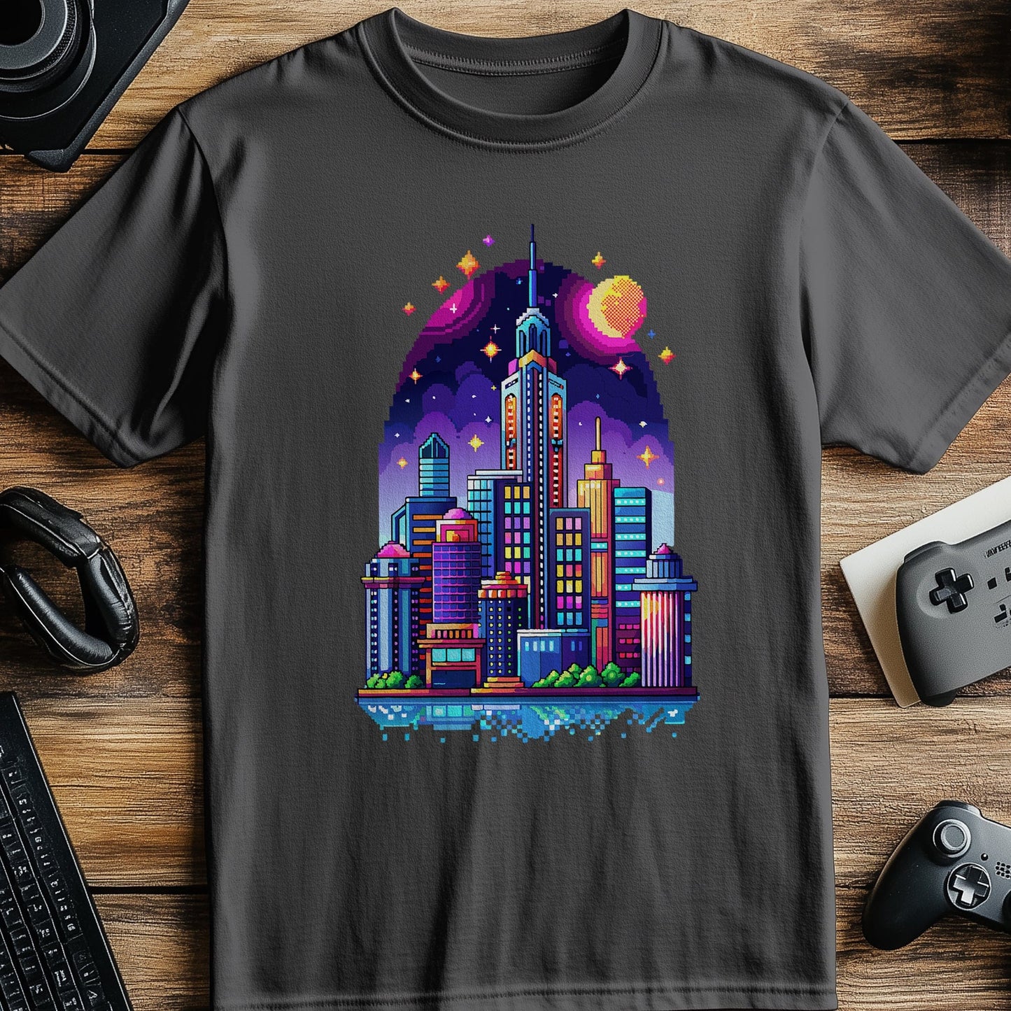 Pixel 2 T-shirt  Pixelated Skyline