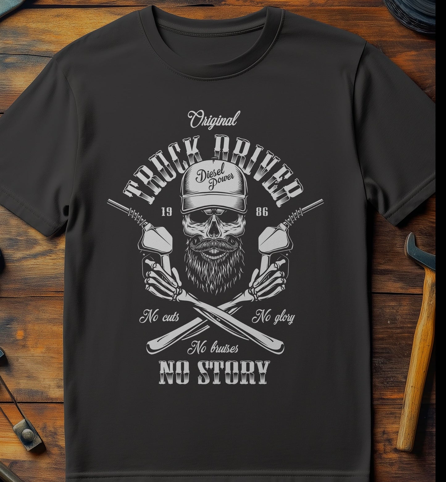 Original Truck Driver Skull Beard T-shirt