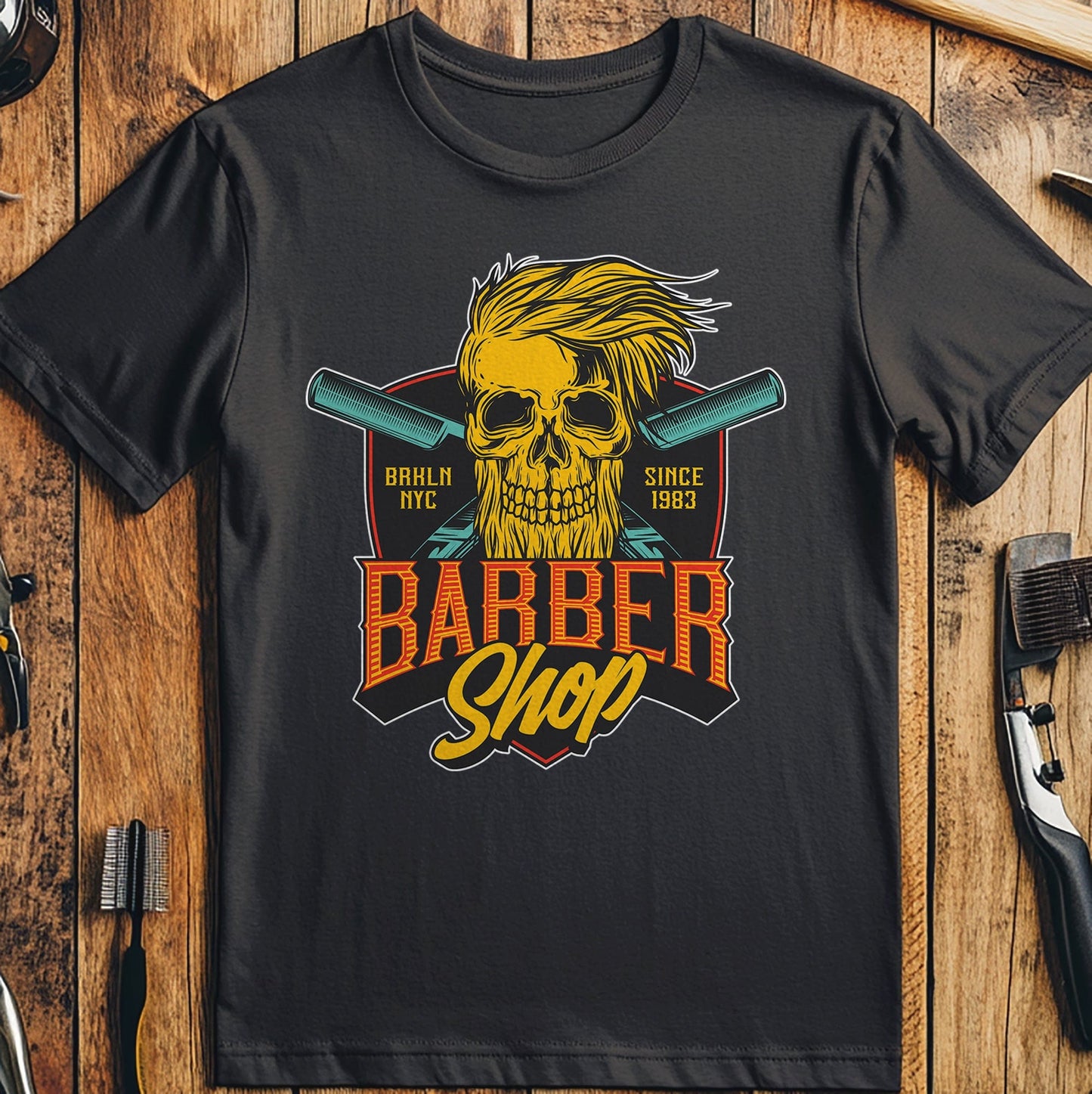 Classic Barbershop Skull T-Shirt