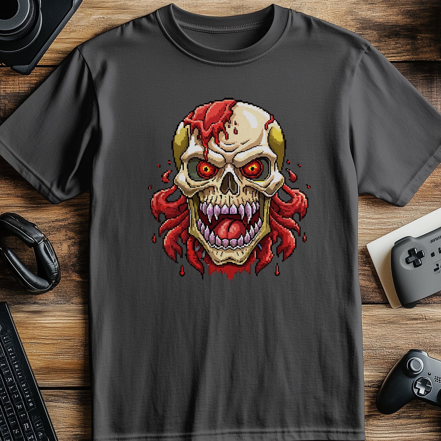 Pixel 71 T-shirt Skull with a Red Mouth
