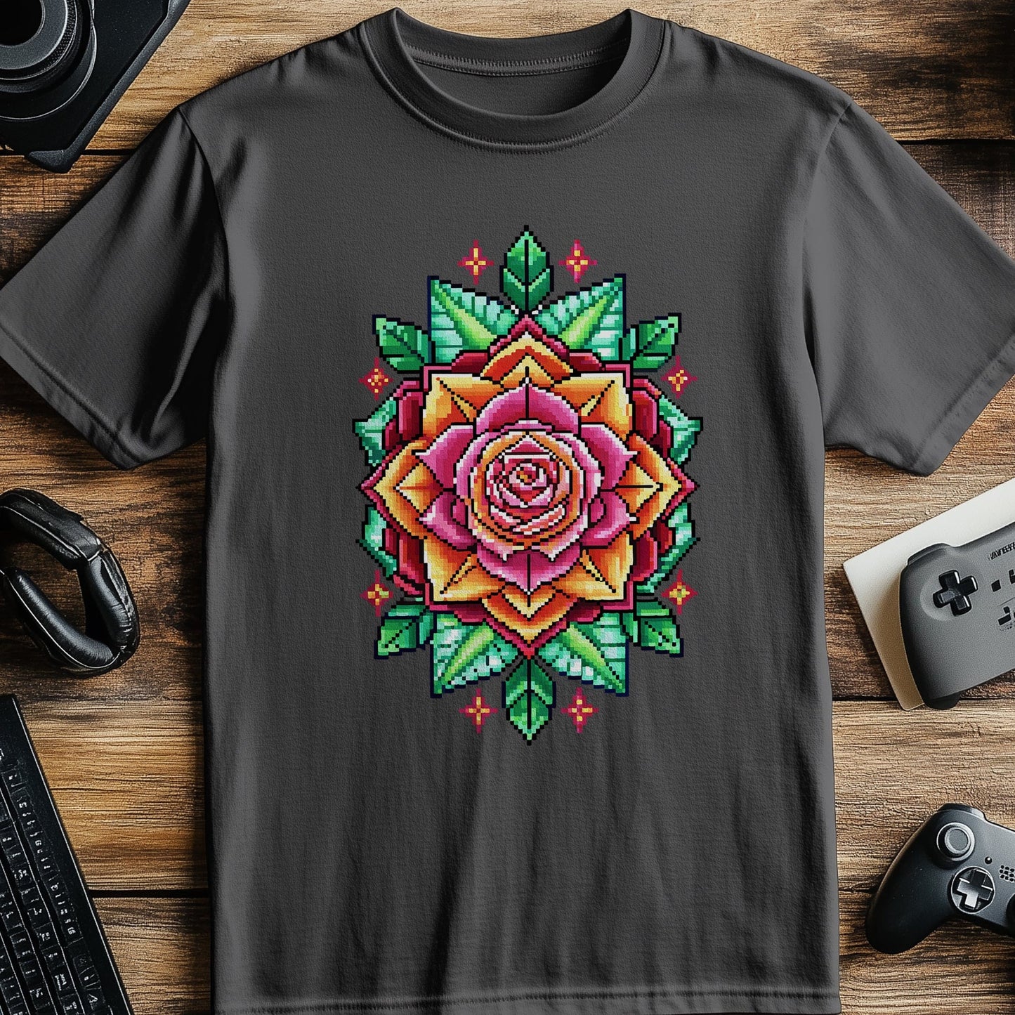 Pixel 66 T-shirt - Where Roses Meet Pixels!
