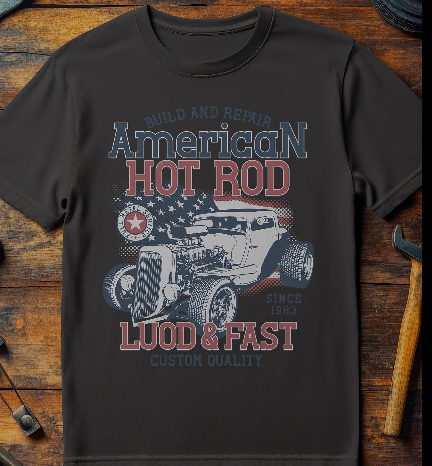 HotRod American Flag T-Shirt