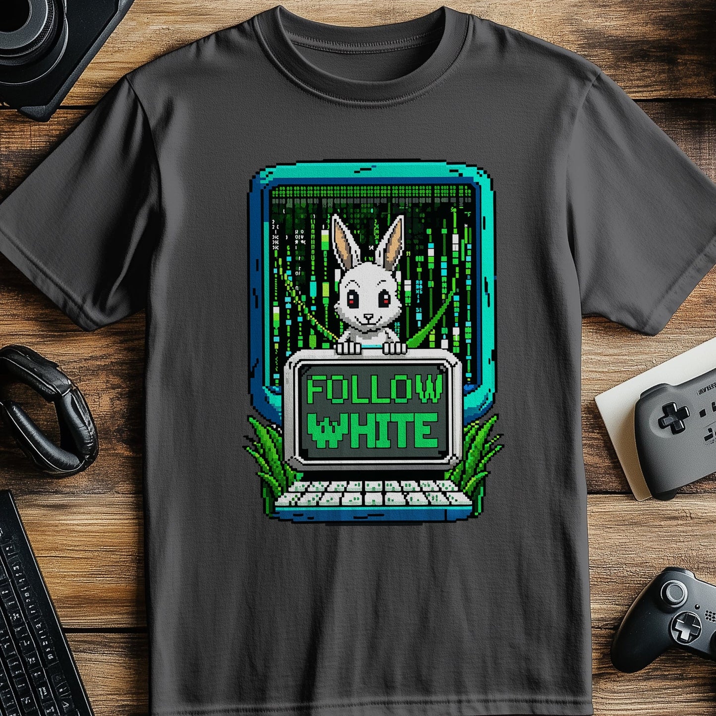 Pixel 25 T-Shirt: Hilarious Rabbit on a Computer