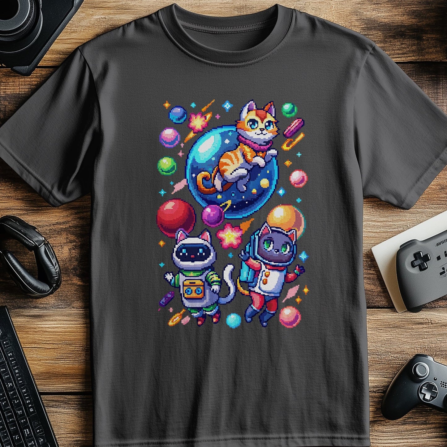 Pixel 40 Cat in Space t-shirt