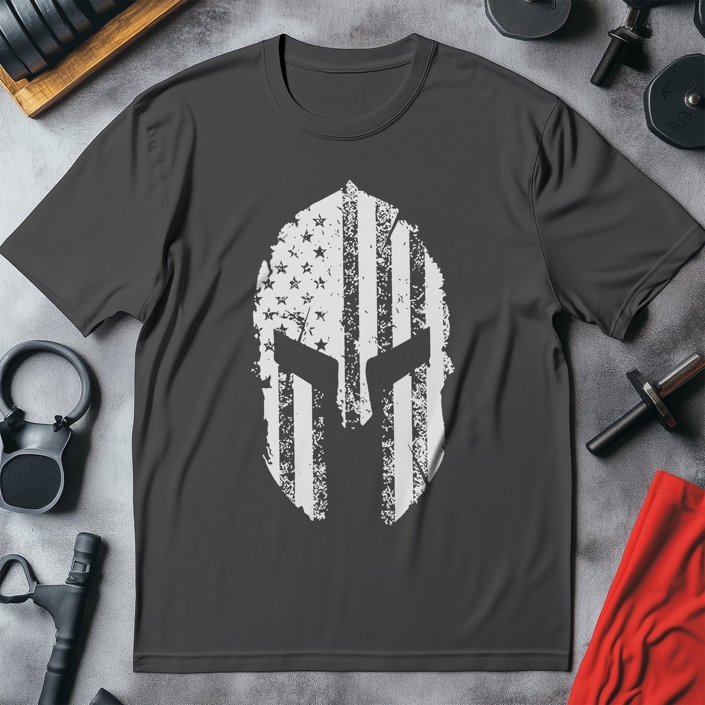 Spartan Helmet USA Flag T-shirt -