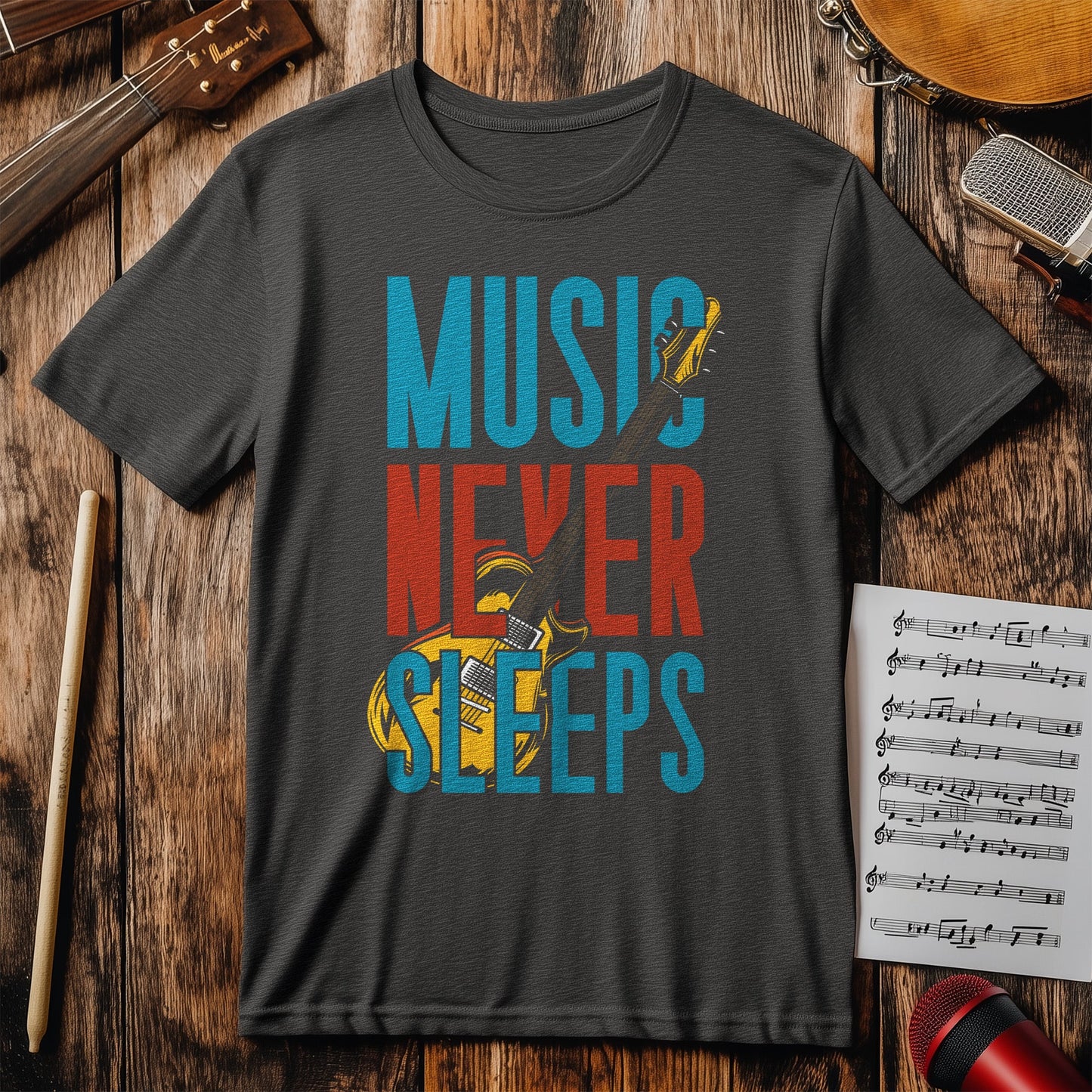 Music Never Sleeps t-shirt - For the