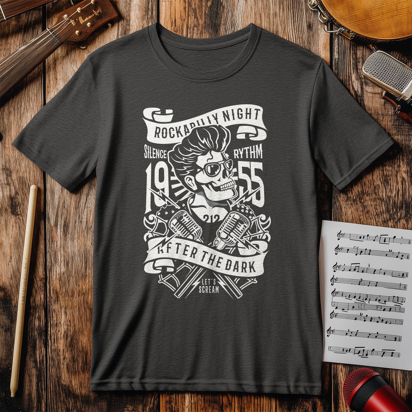Rockabilly Night T-Shirt - Skulls,