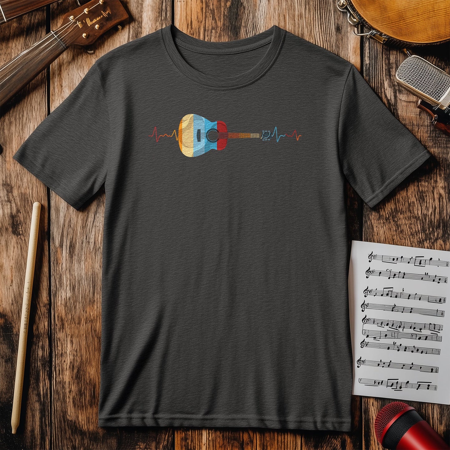 Retro Guitarist Heartbeat T-Shirt