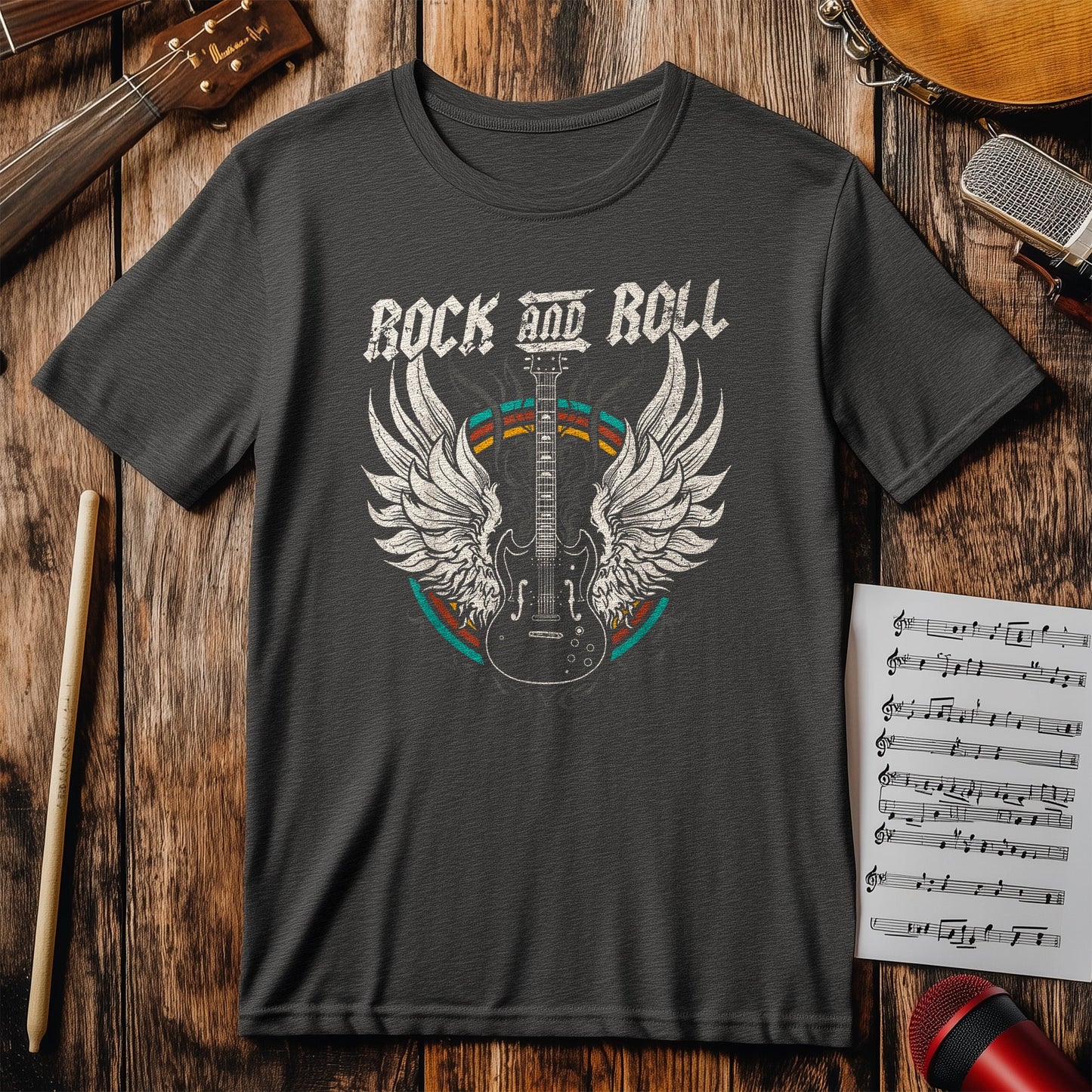 Rock and Roll Guitar Winged T-Shirt