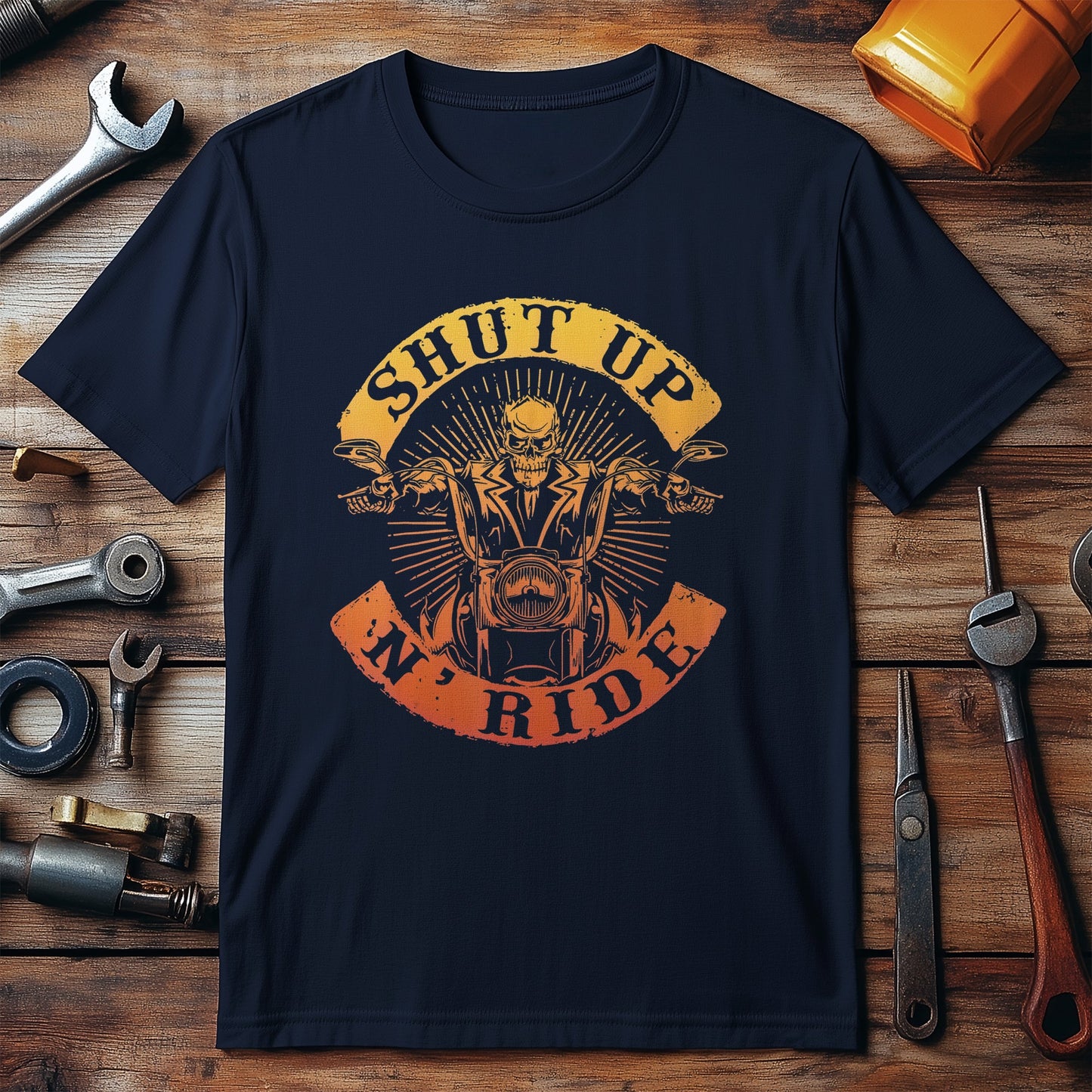 Shut Up N Ride Skeleton Biker T-shirt