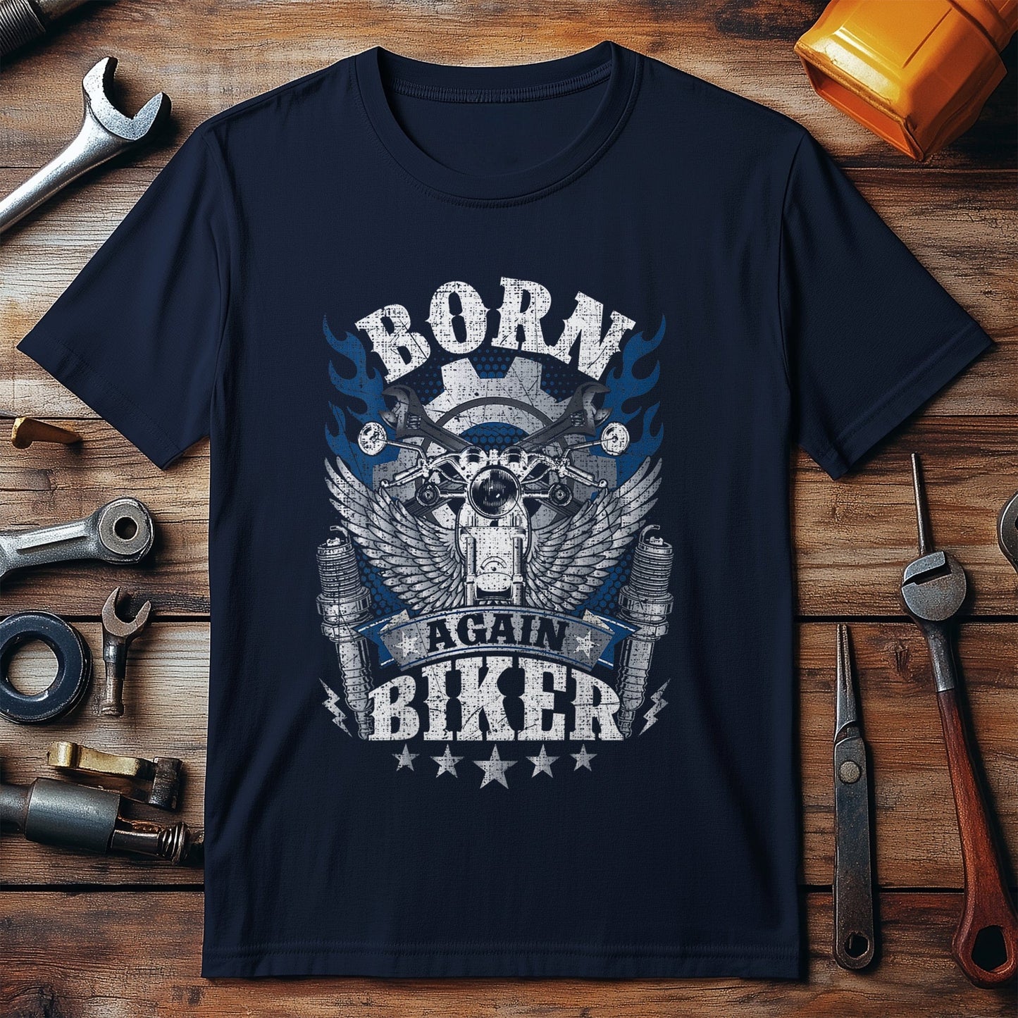 Biker Born Again Religious T-Shirt -