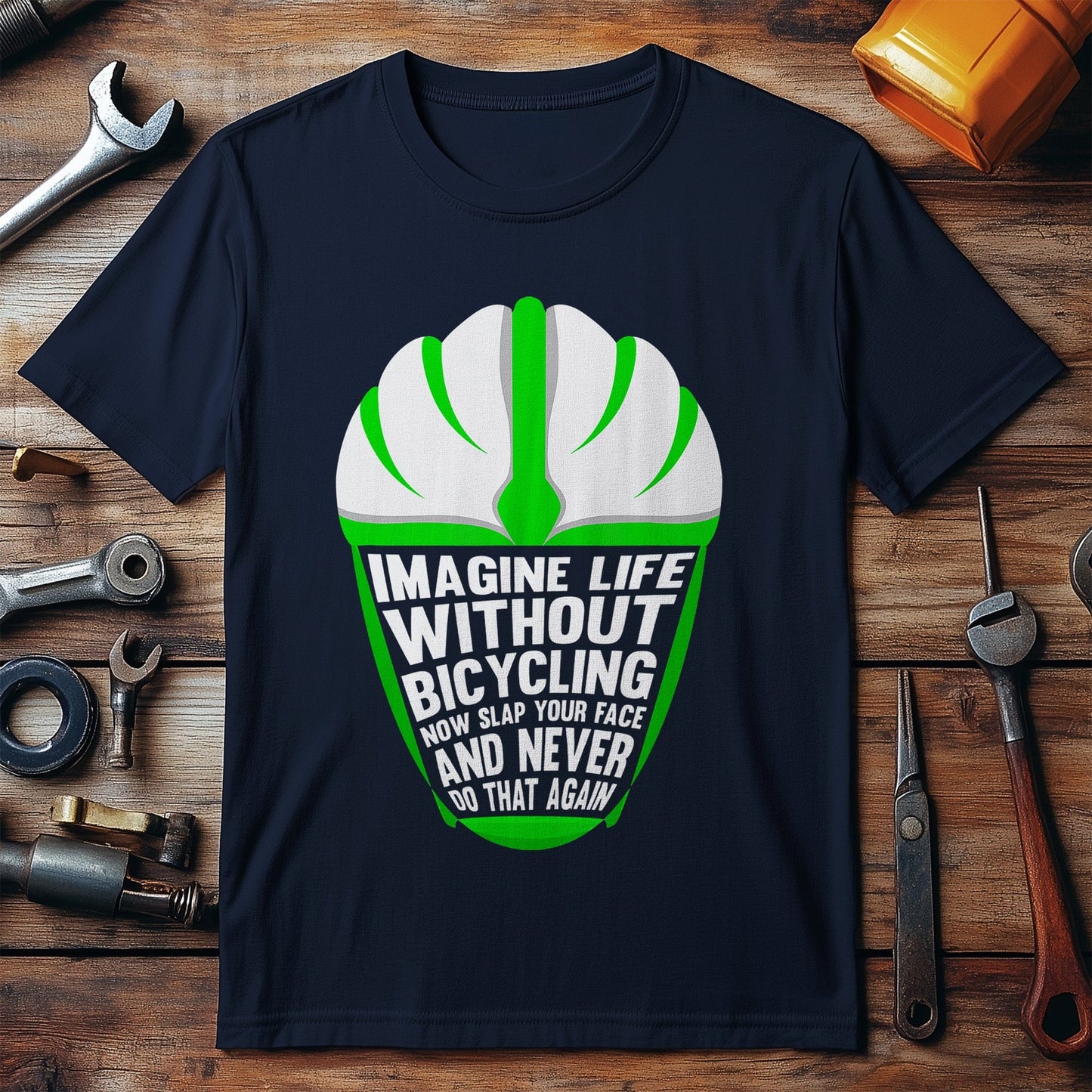 Cycling (185) T-Shirt - Helmet-Happy