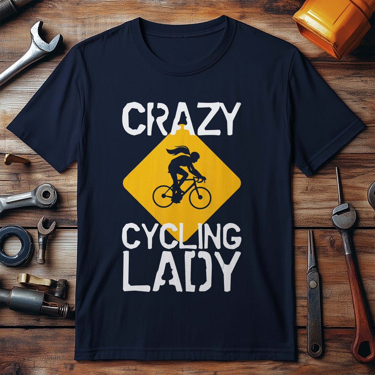 Crazy Cycling Lady T-Shirt