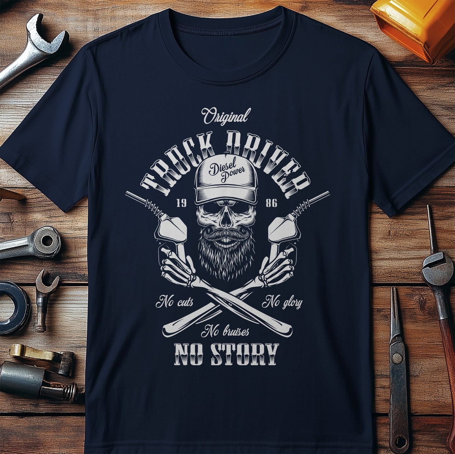 Original Truck Driver Skull Beard T-shirt
