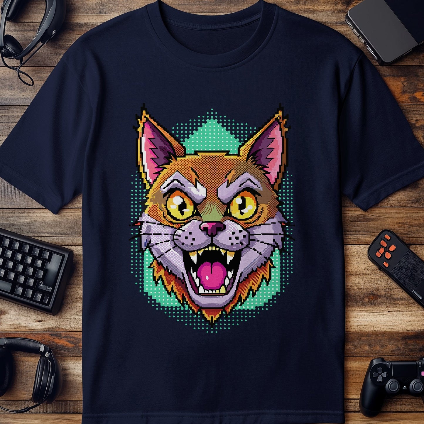 Pixel 89 Angry Cat T-shirt