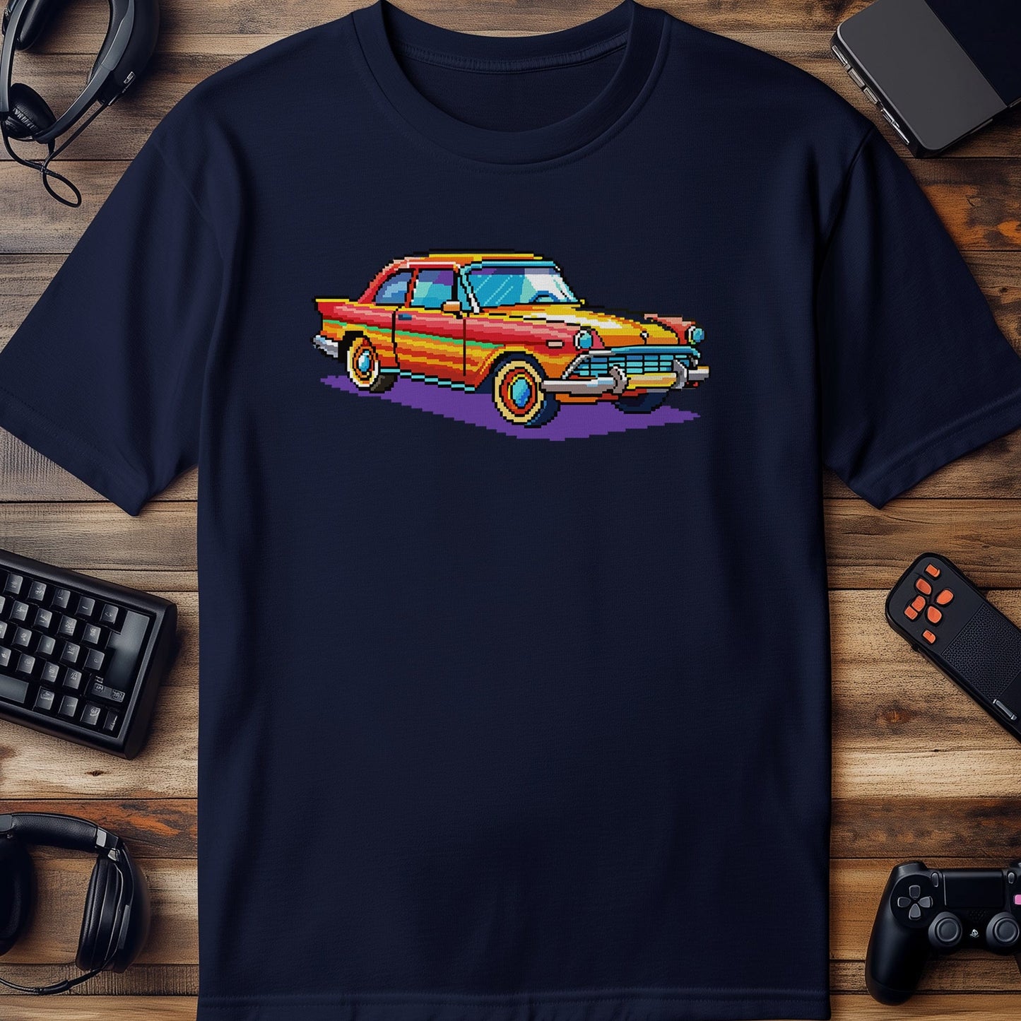 Pixel 39 Retro Car T-Shirt Road trip