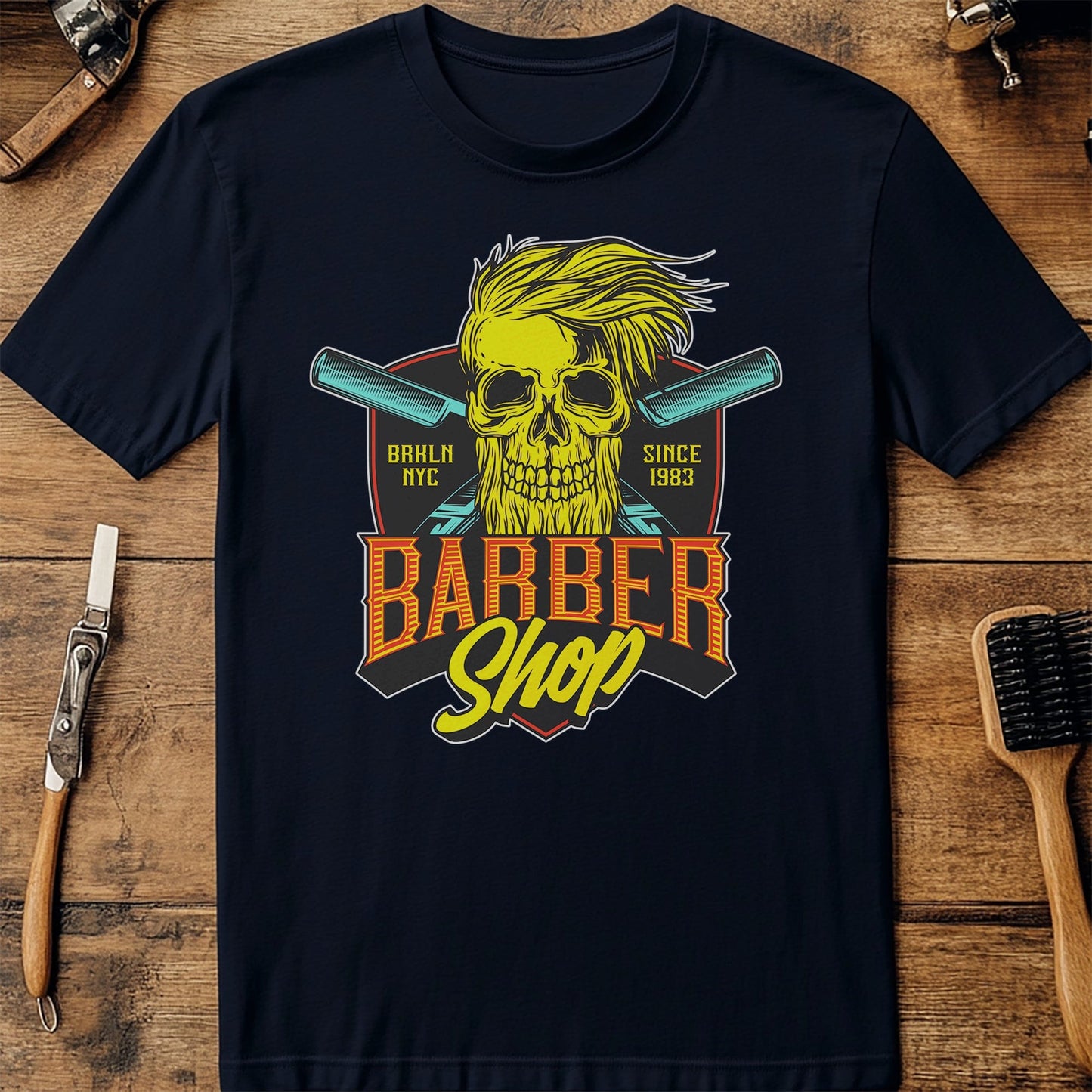 Classic Barbershop Skull T-Shirt