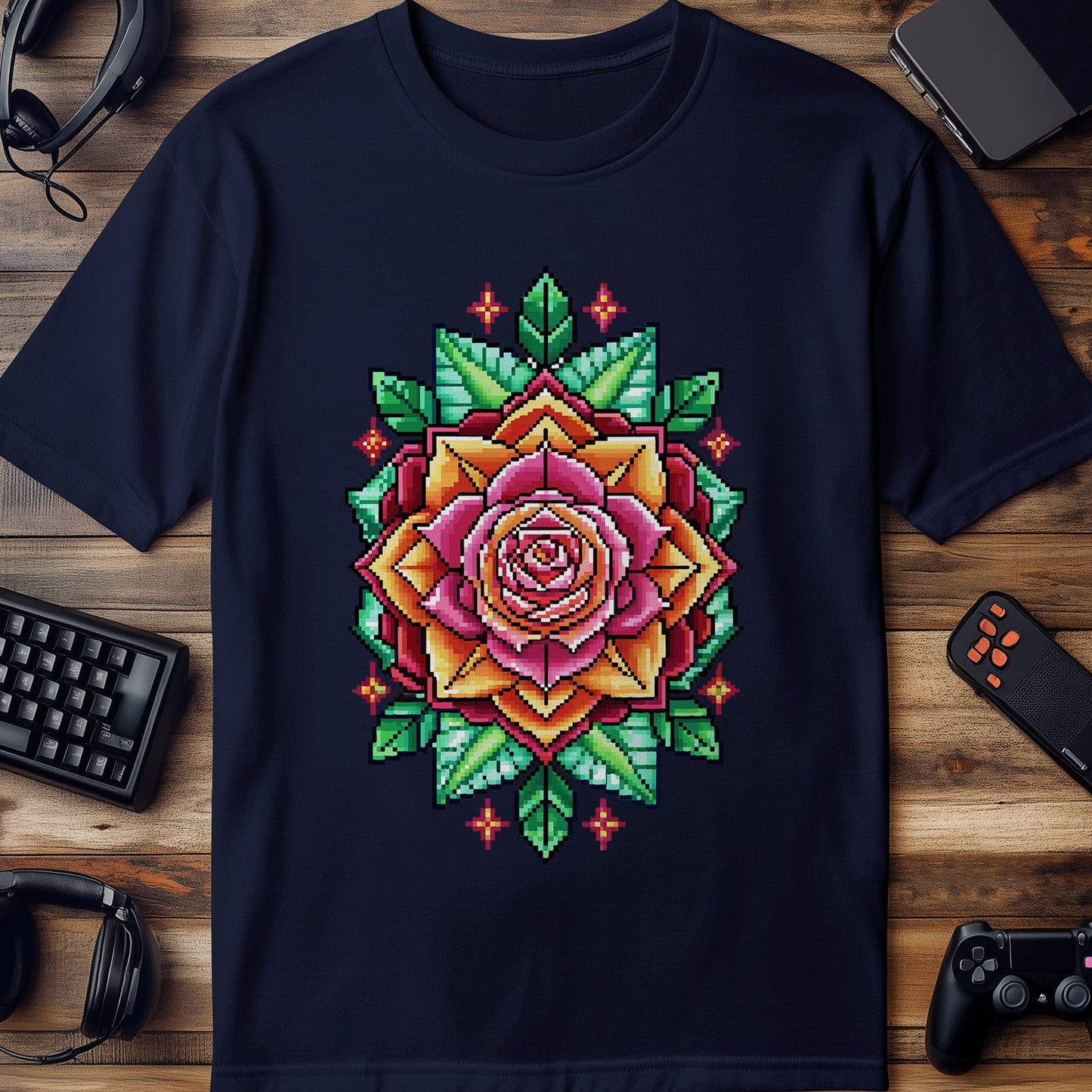 Pixel 66 T-shirt - Where Roses Meet Pixels!