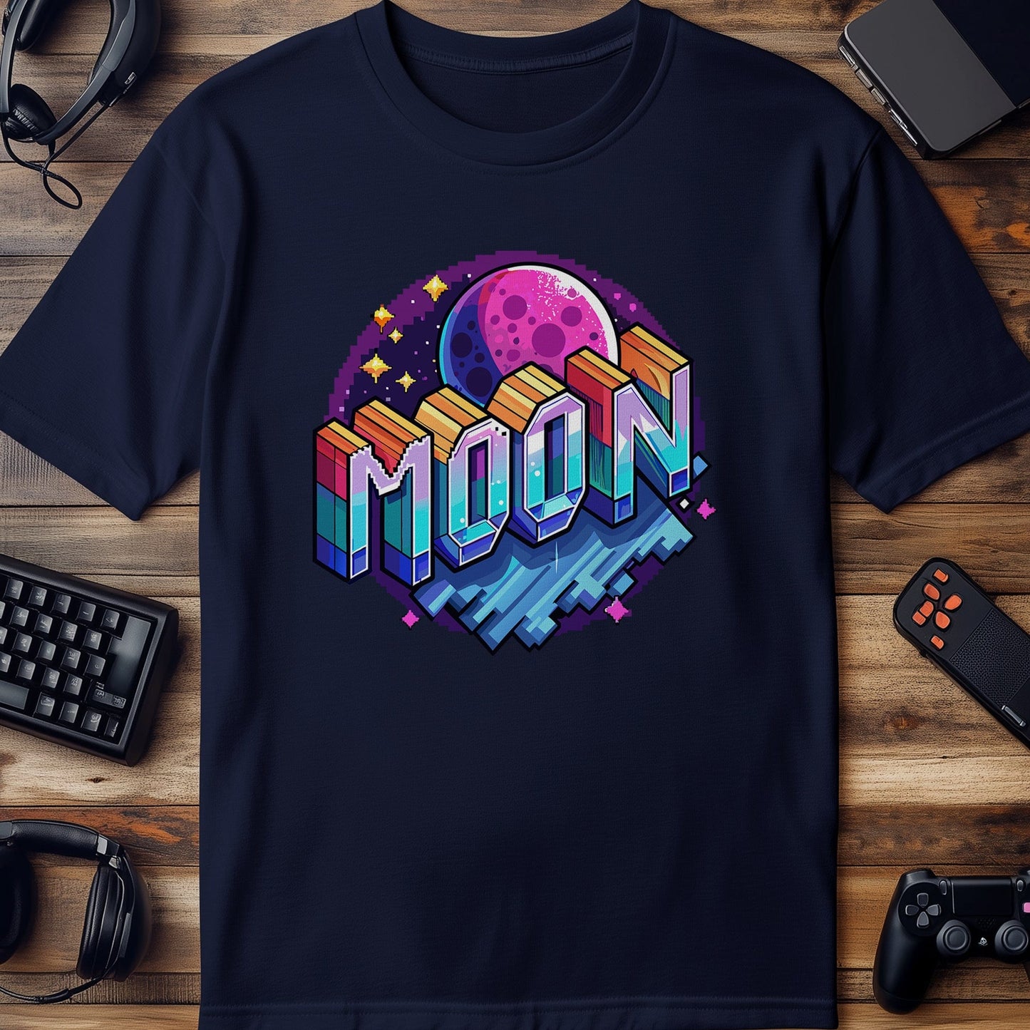 Pixel 20 T-shirt  Retro Pixelated Moon