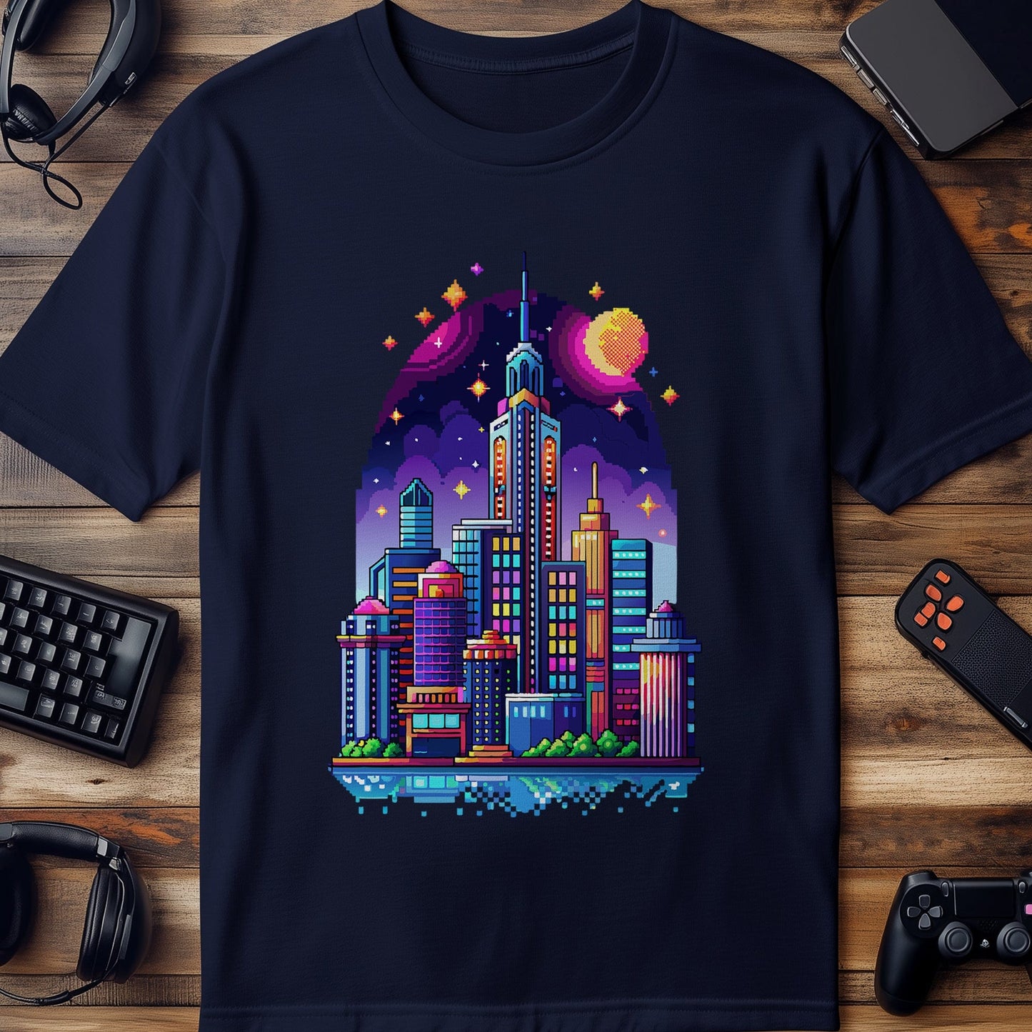 Pixel 2 T-shirt  Pixelated Skyline