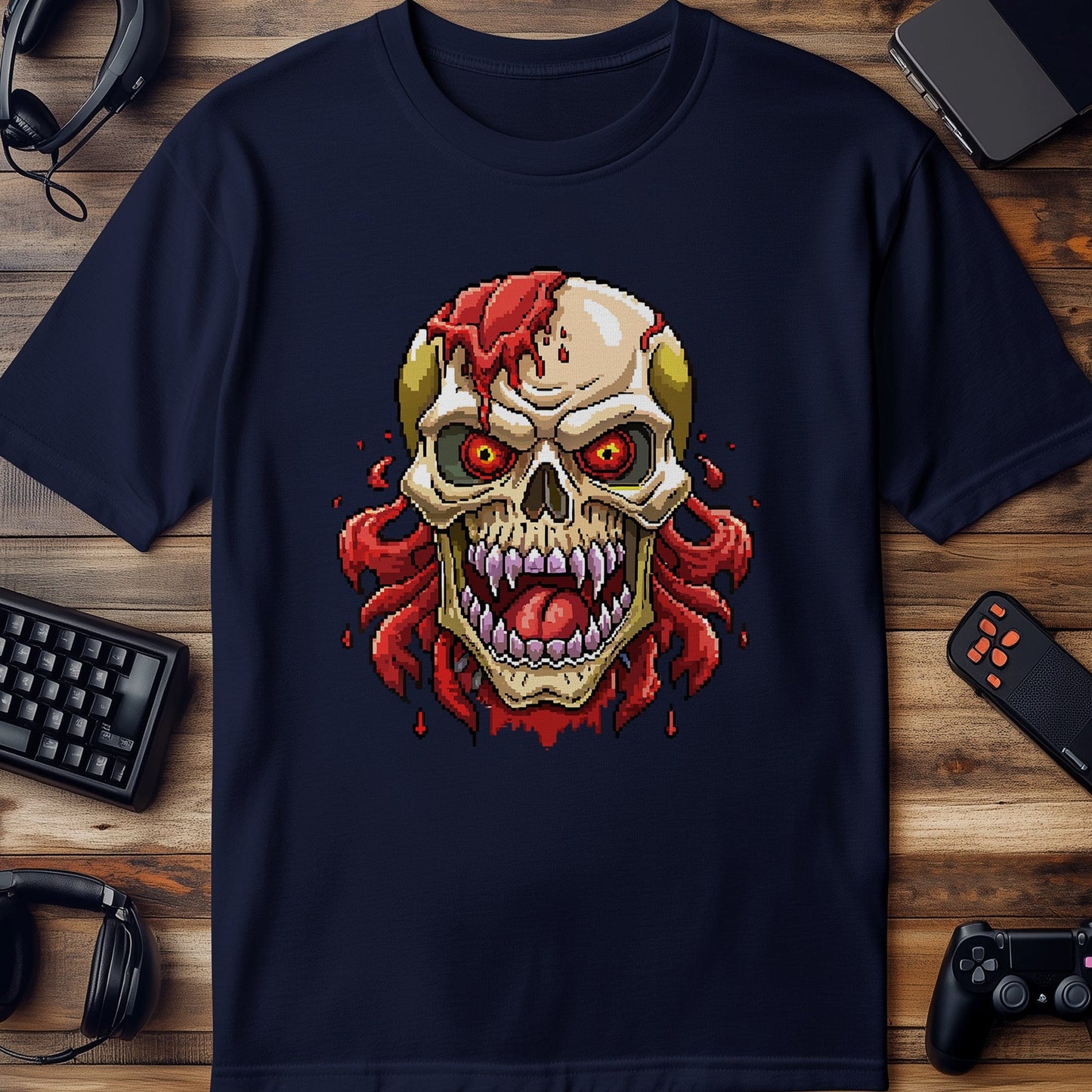 Pixel 71 T-shirt Skull with a Red Mouth