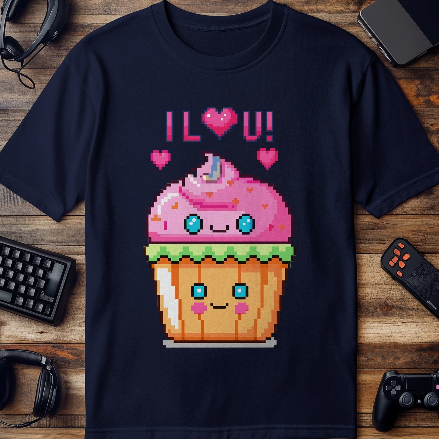 Pixel 64 I Love You Cupcake T-shirt