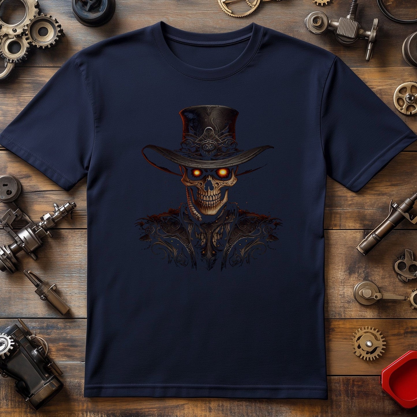 Detailed Skull Cowboy Hat T-Shirt -