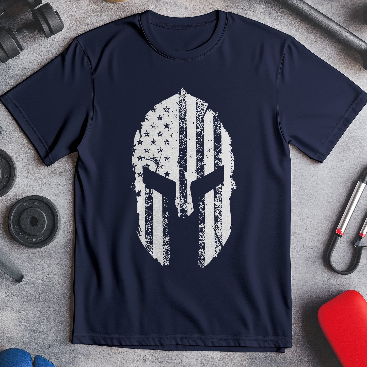 Spartan Helmet USA Flag T-shirt -