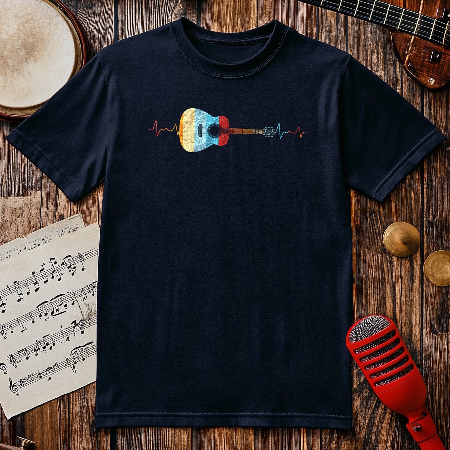 Retro Guitarist Heartbeat T-Shirt