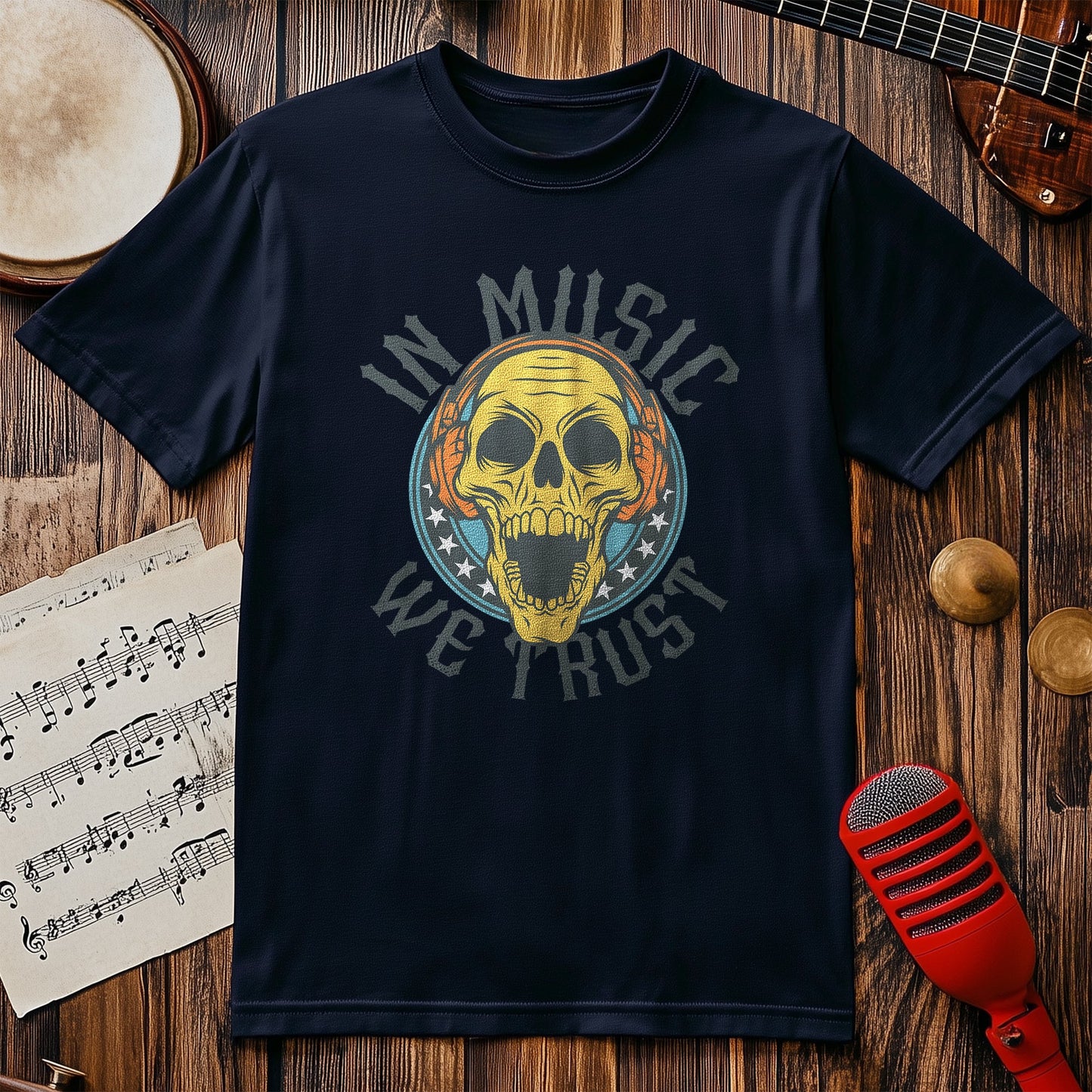 In Music We Trust Skull T-Shirt -