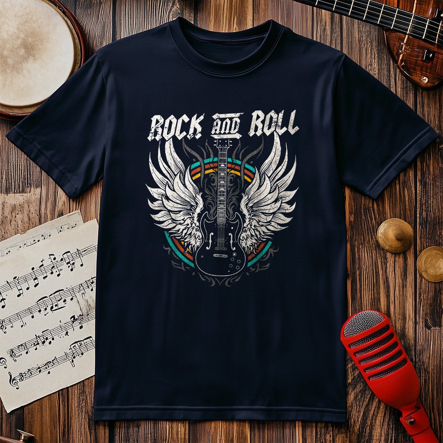 Rock and Roll Guitar Winged T-Shirt