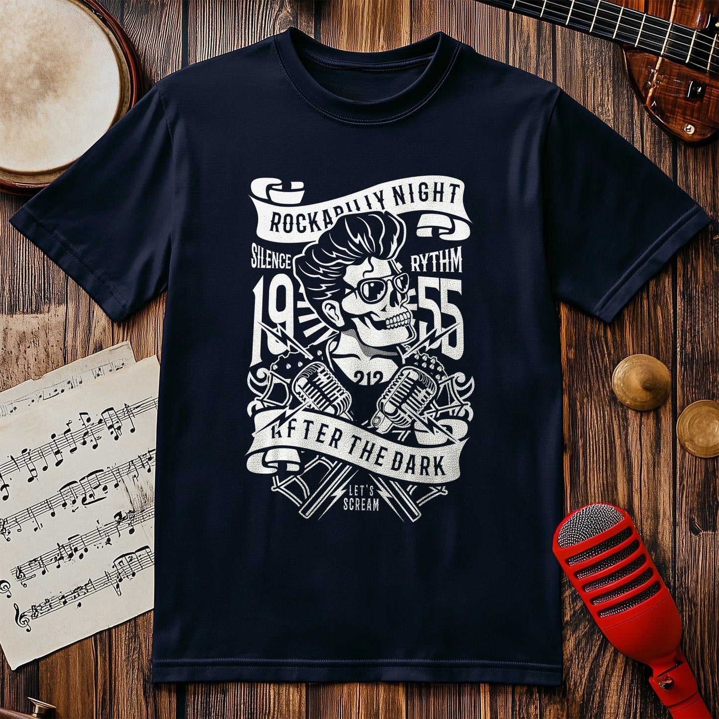 Rockabilly Night T-Shirt - Skulls,