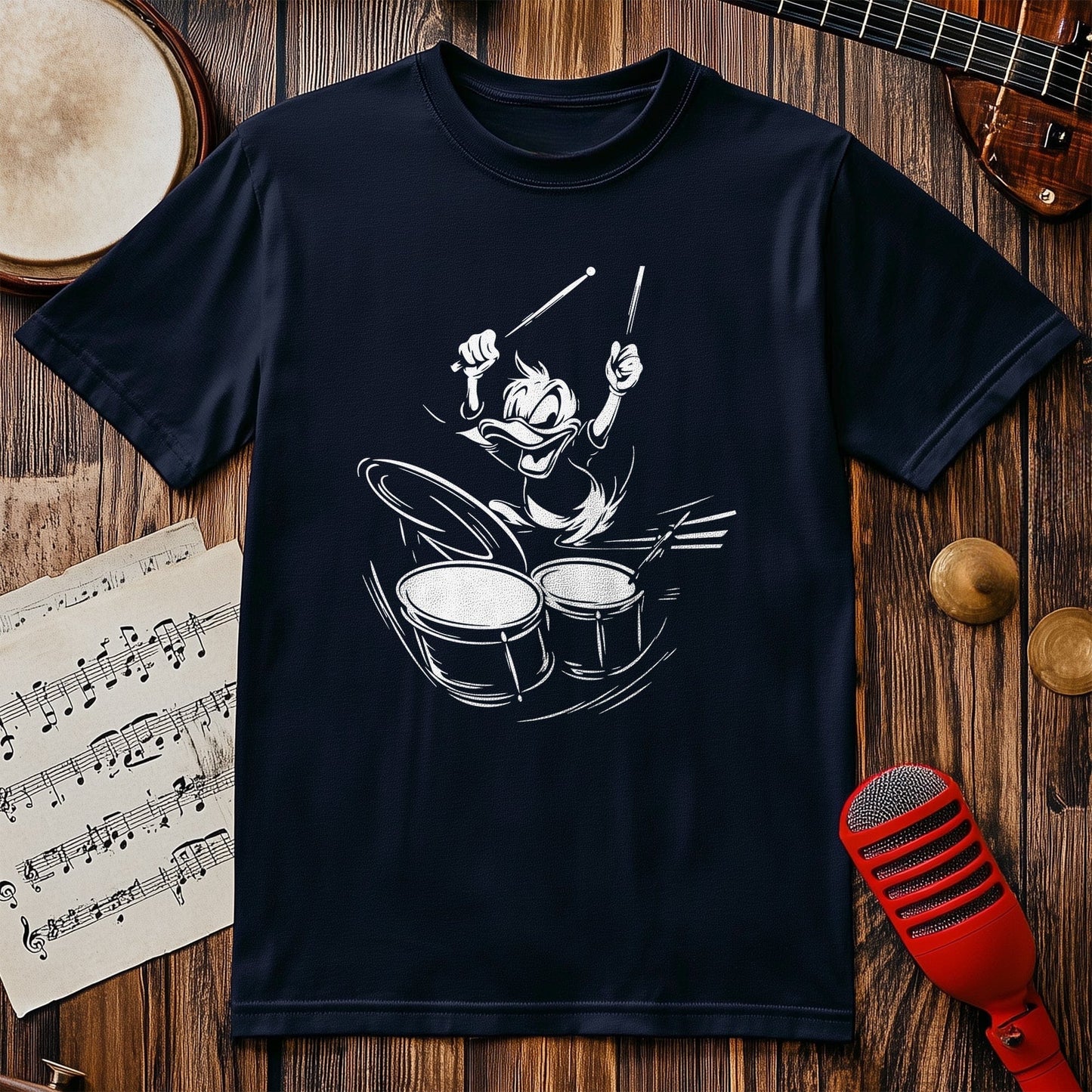Quacking Beats: Duck Drummer T-Shirt -