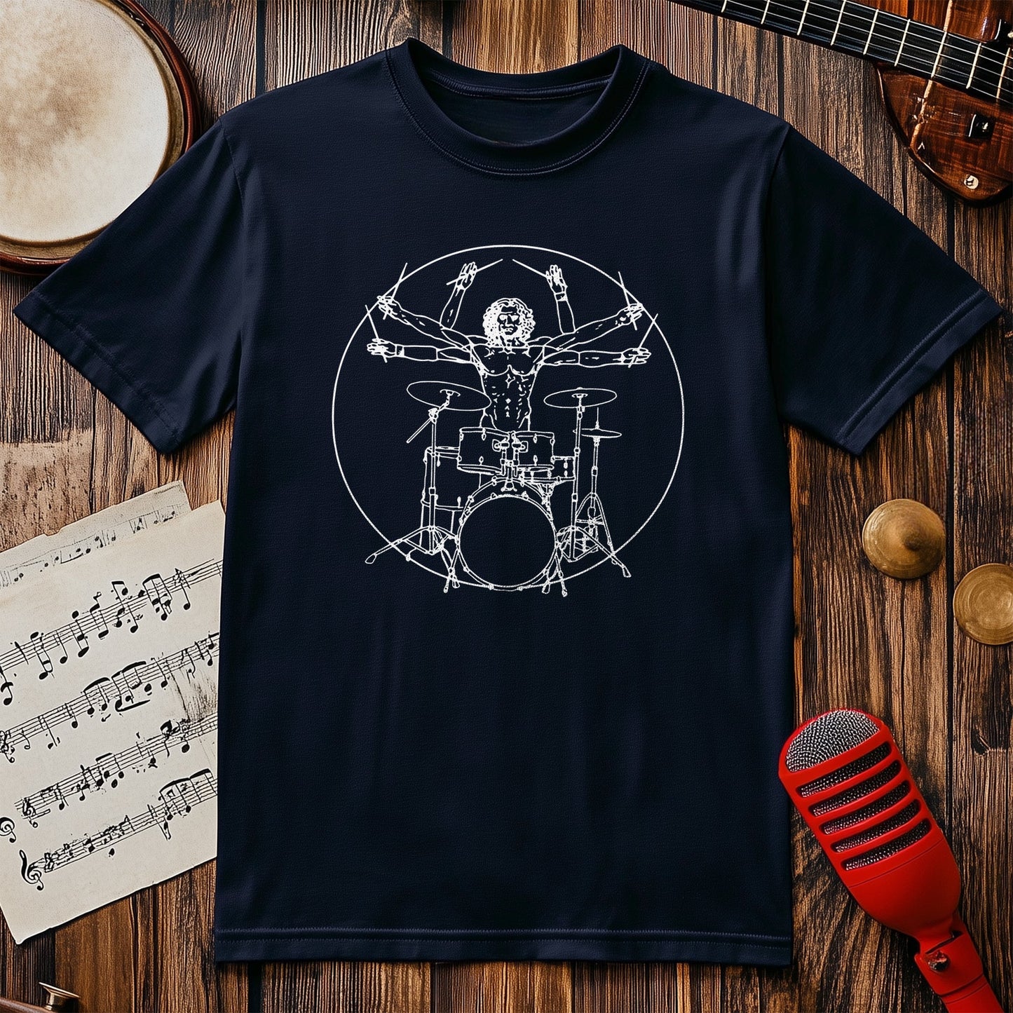 Vitruvian Drummer T-Shirt - Beat the