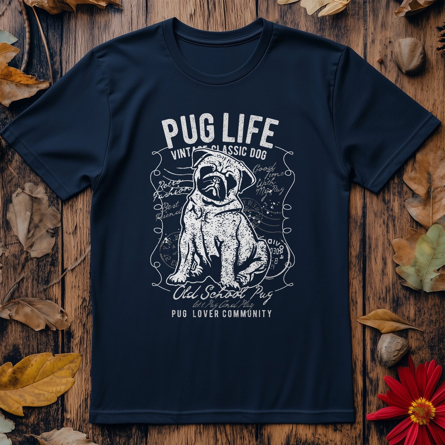 Pug Retro Old School T-Shirt -