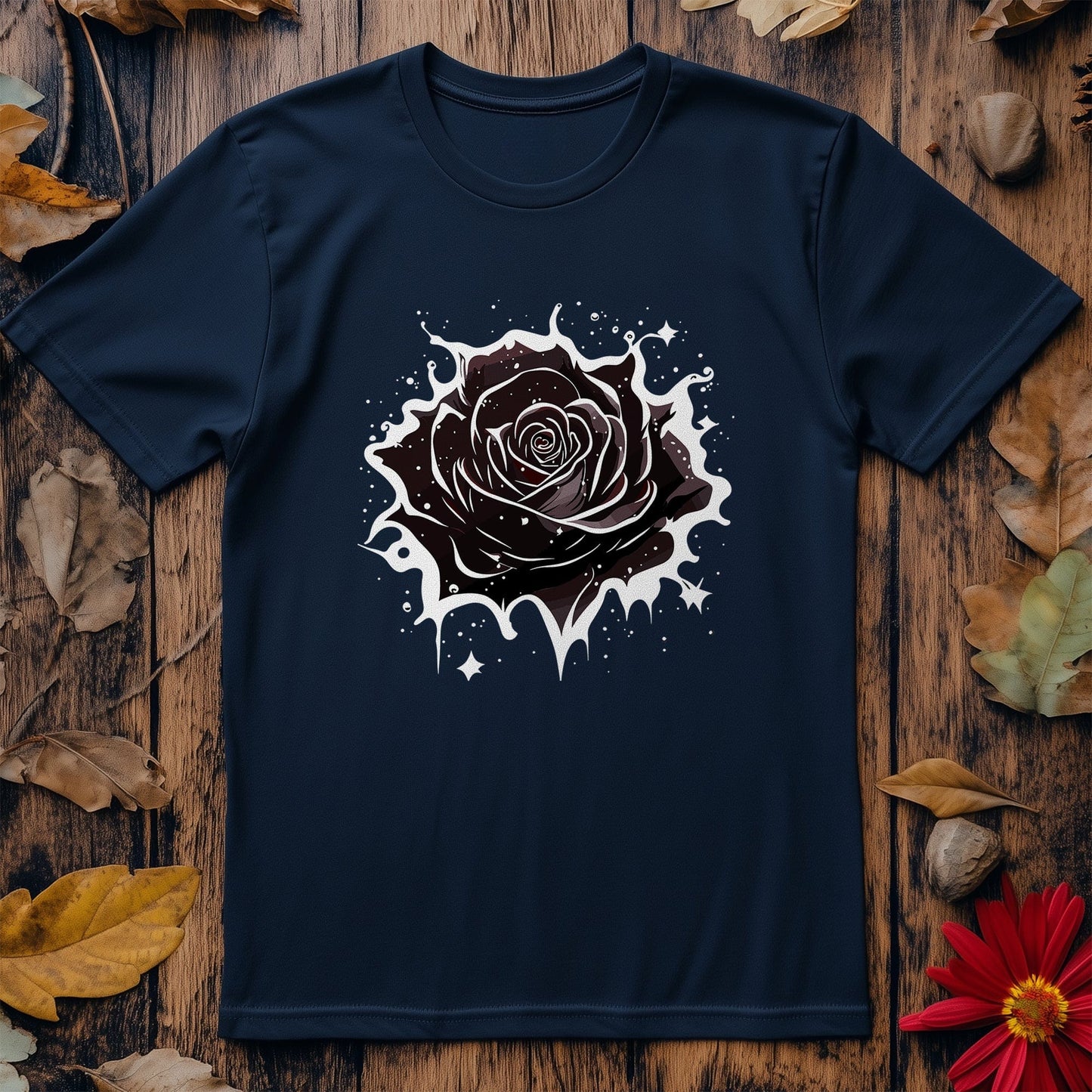 Flower74 Black Rose T-shirt - Embrace