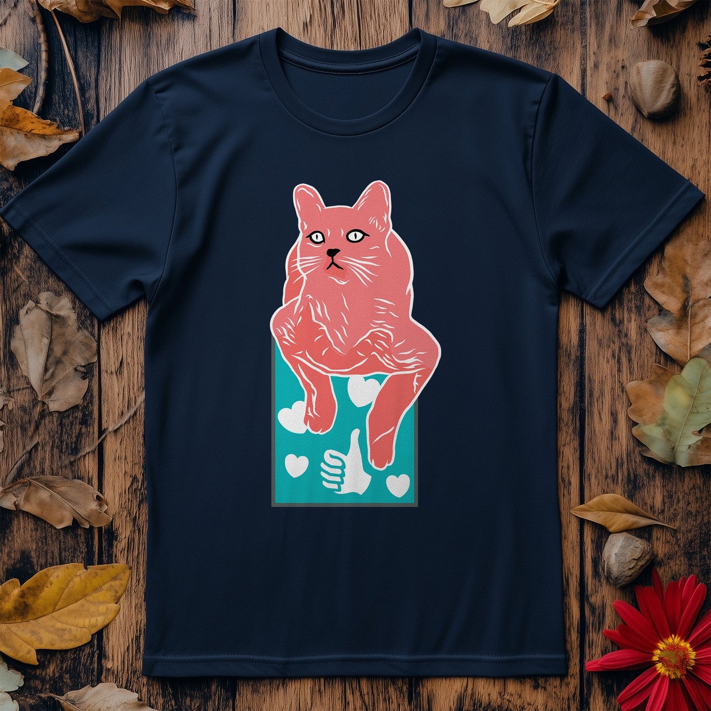 Cat Abstract Cyan T-Shirt -