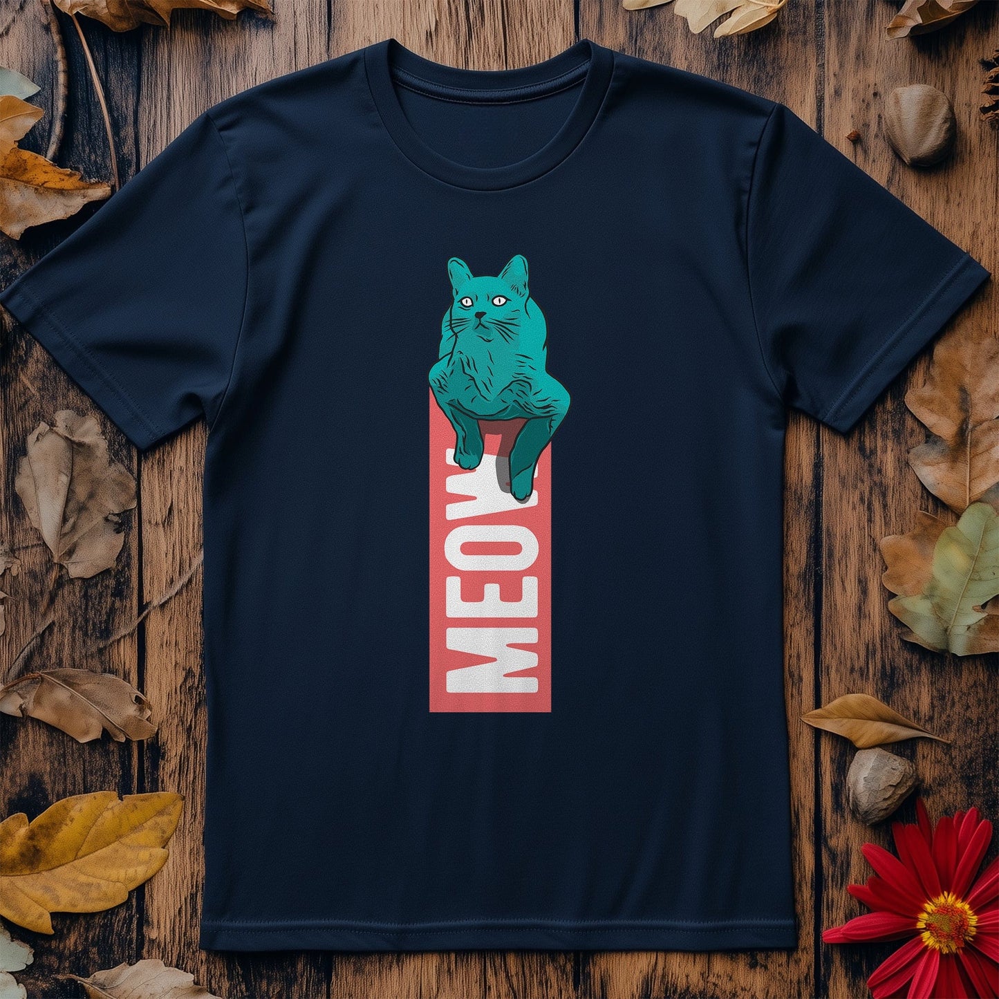 Cat Cyan Meow T-shirt