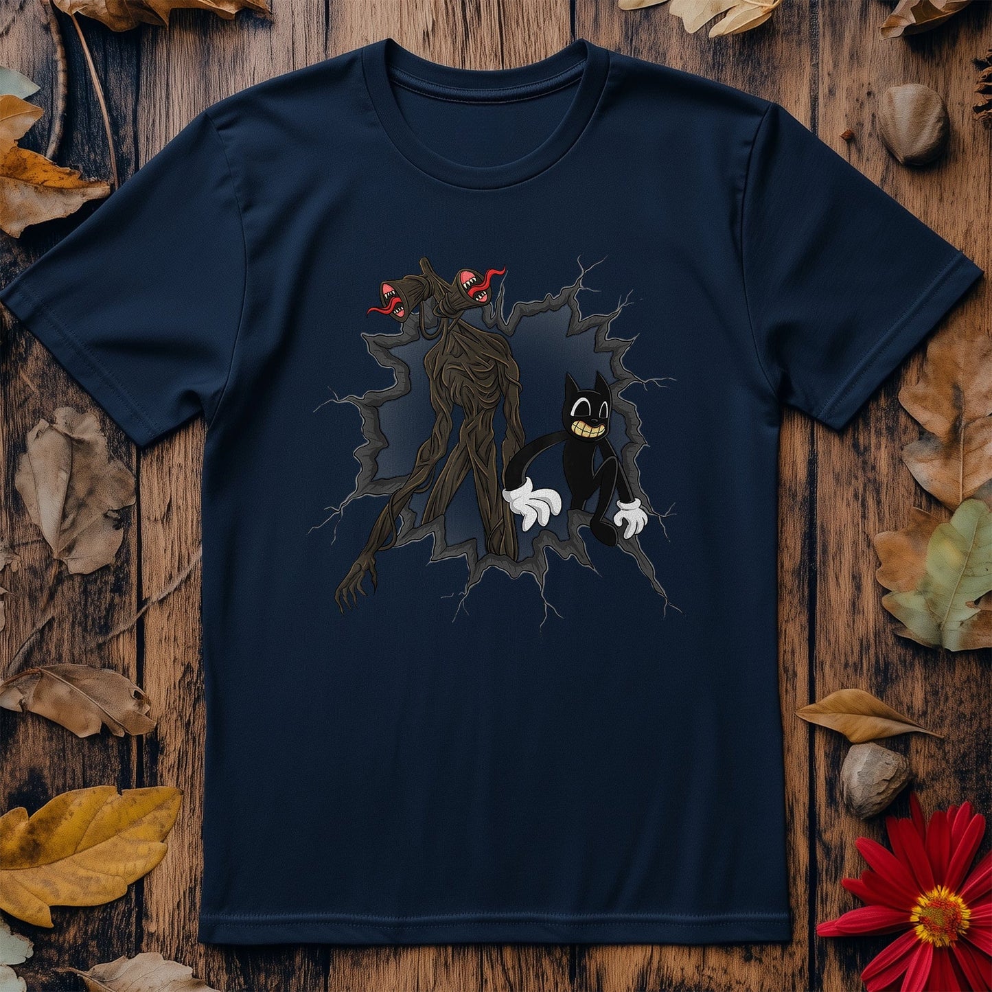 Cartoon Cat & Siren Head T-Shirt -