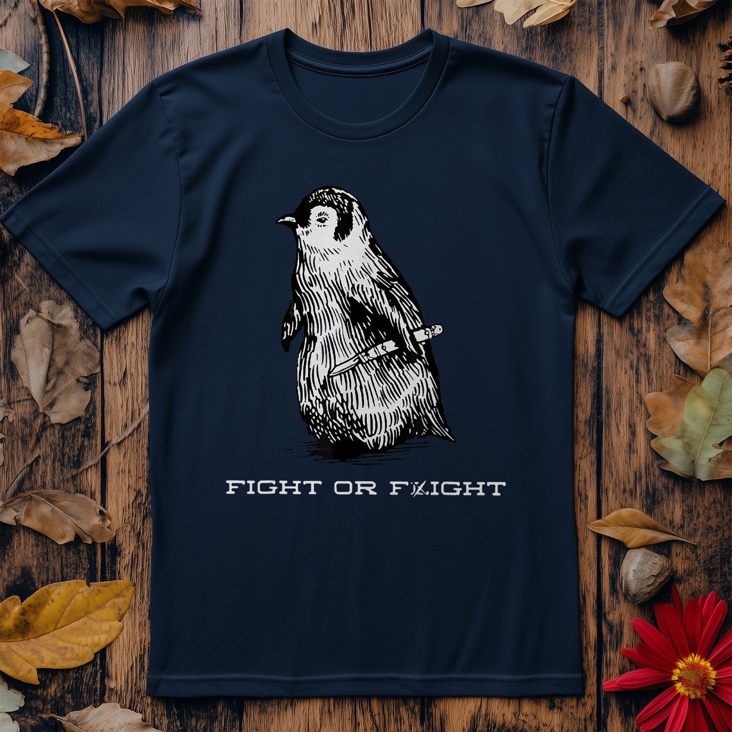 Fight or Flight Funny Penguin T-shirt