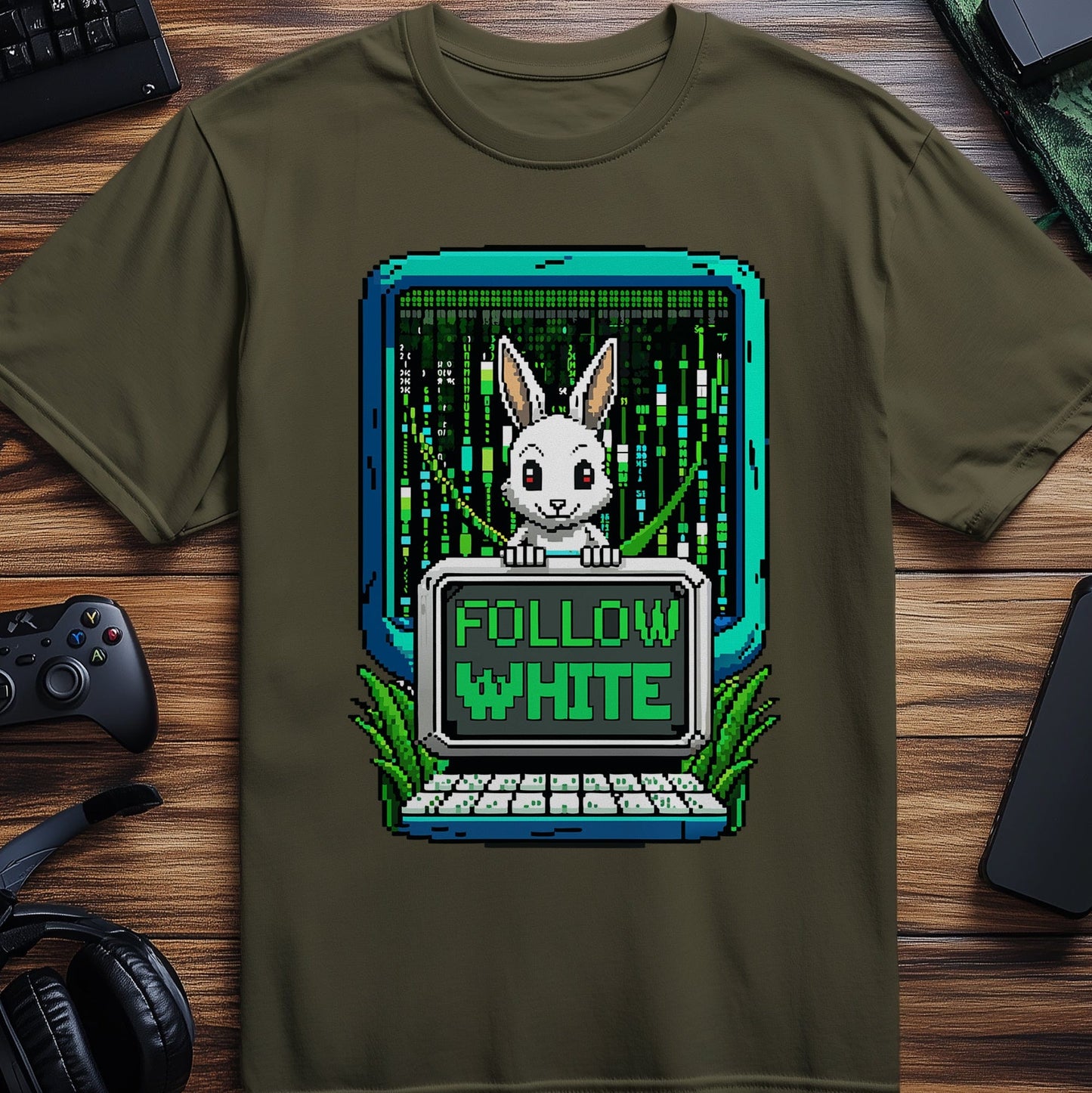 Pixel 25 T-Shirt: Hilarious Rabbit on a Computer